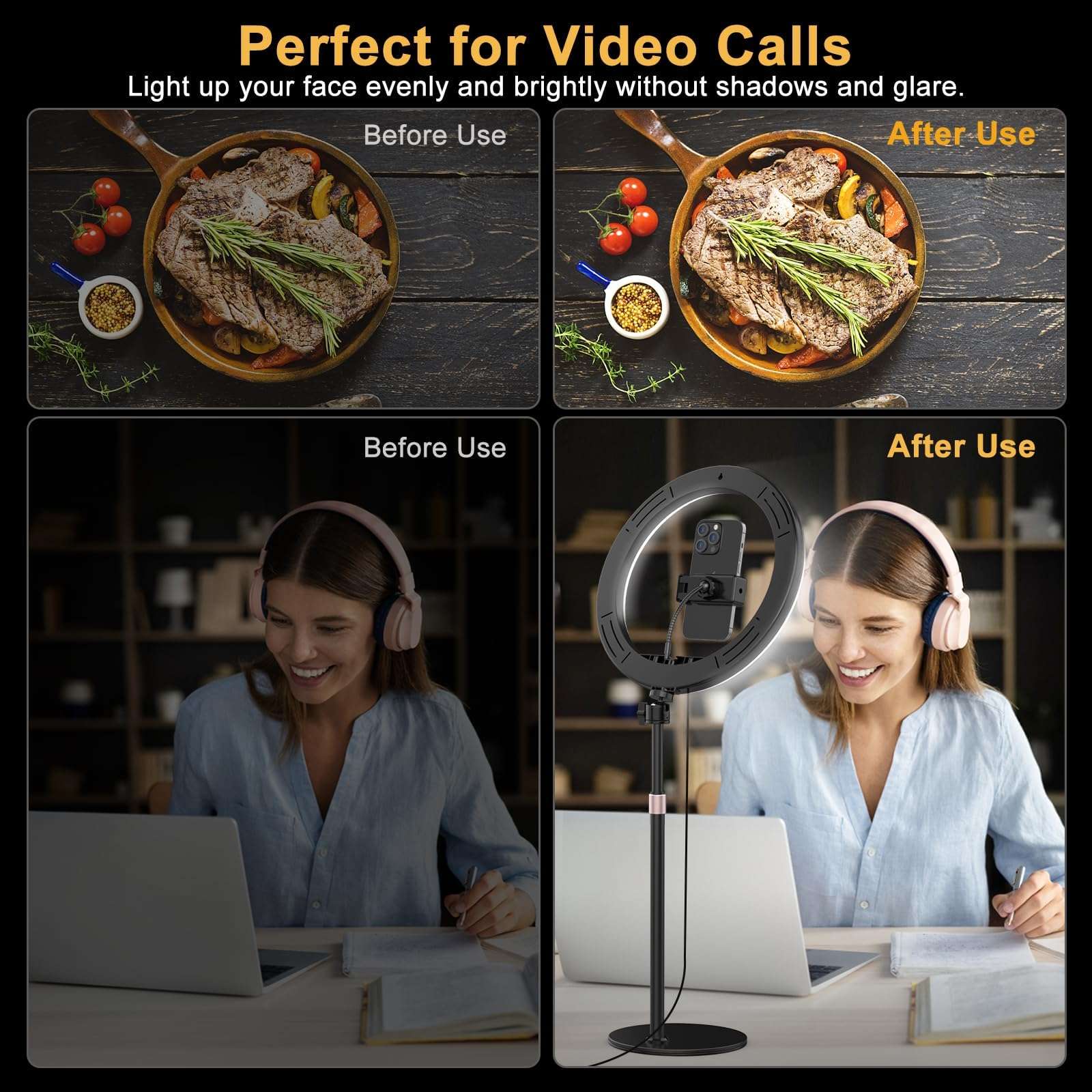 12" LED Ring Light with 62" Adjustable Tripod for iPhone, Camera & Live Streaming – Dimmable Lighting for Makeup, Video Recording, YouTube, TikTok, Photography 4