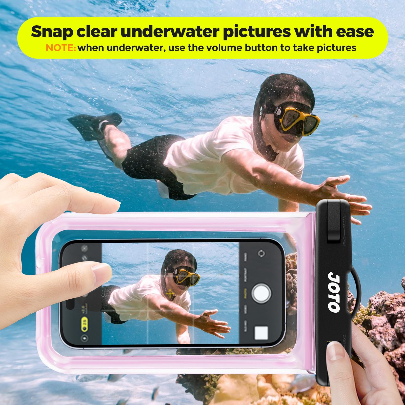 JOTO Up to 7" Universal Waterproof Phone Case for iPhone 17 Air 16 15 14 13 12 11 Plus Pro Max, IPX8 Cellphone Dry Bag XR X SE, Galaxy S23 S22 S21 S20+ S20 S10 Plus Note, Pixel -Clearpink 3