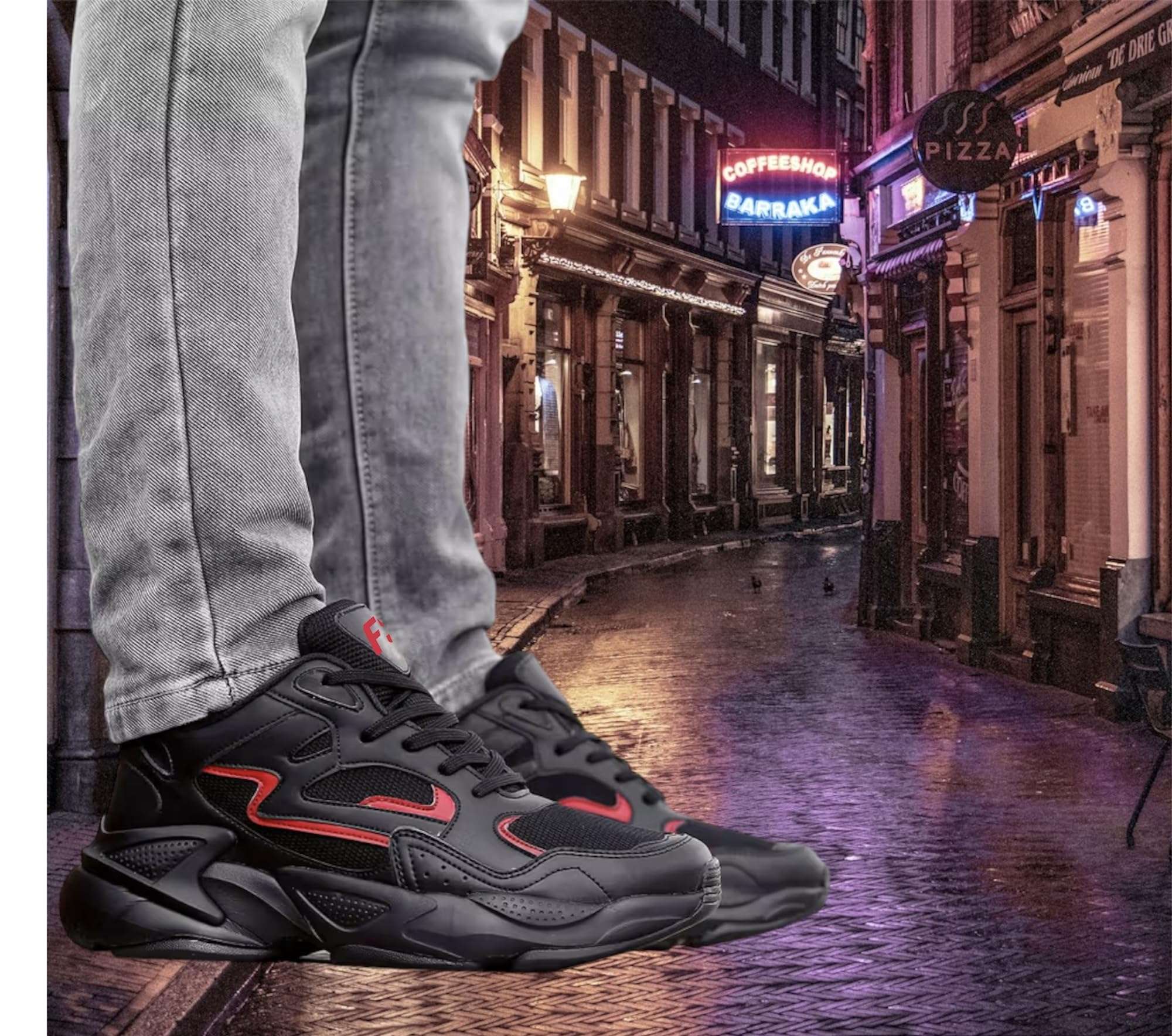 Future Step Velocity Men Fashion Sneakers/Running Shoes with Chunky Rubber Outsole for Running, Walking, Training, Gyming, Streets, Parties & Fun (6) Black 5