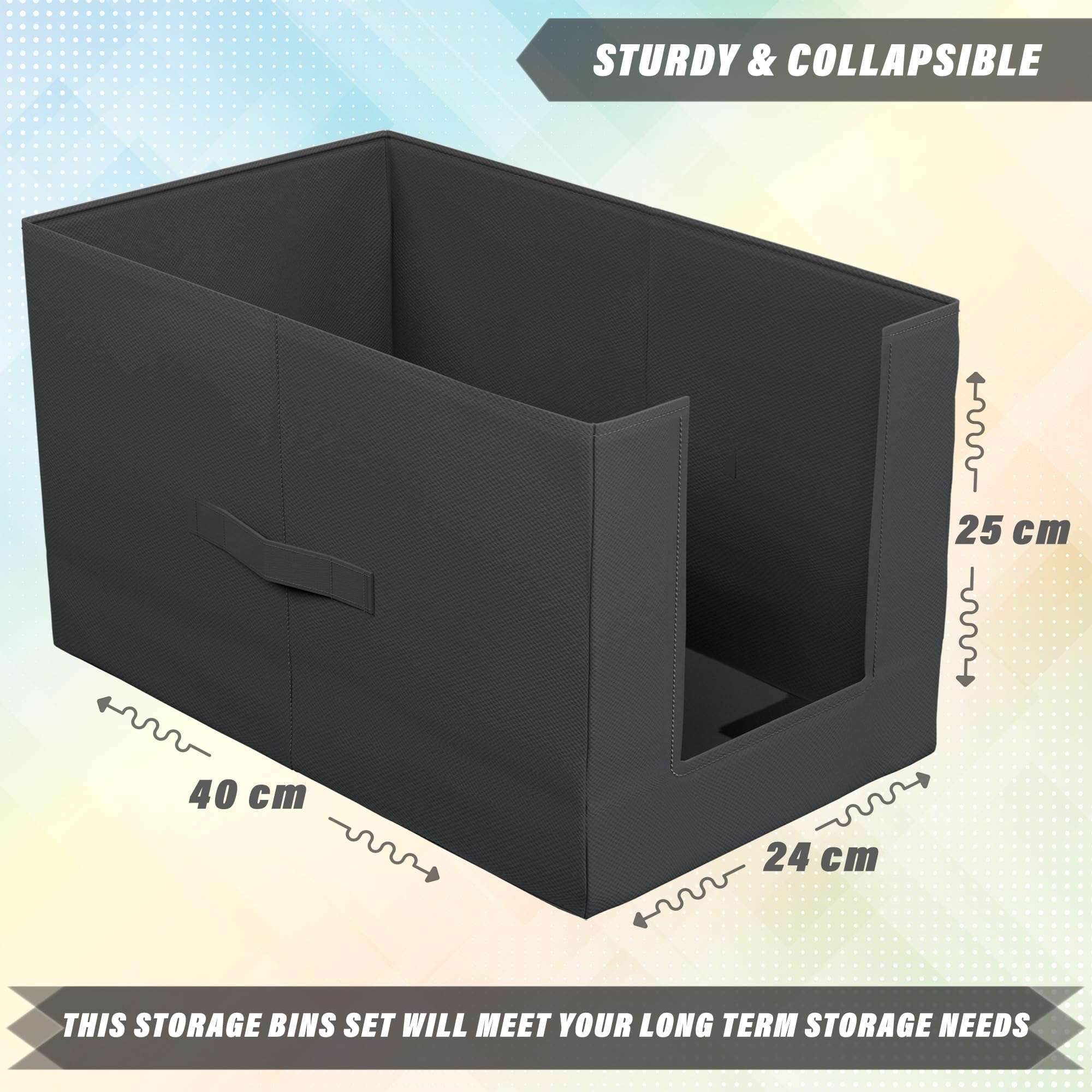 Kuber Industries Non-Woven Shirt Stacker/Clothes Organizer|Solid Color & Foldable Non Woven Material|Closet & Wardrobe Organizer|Size 40 x 20 x 25 Cm, Pack of 4 (Black) 4