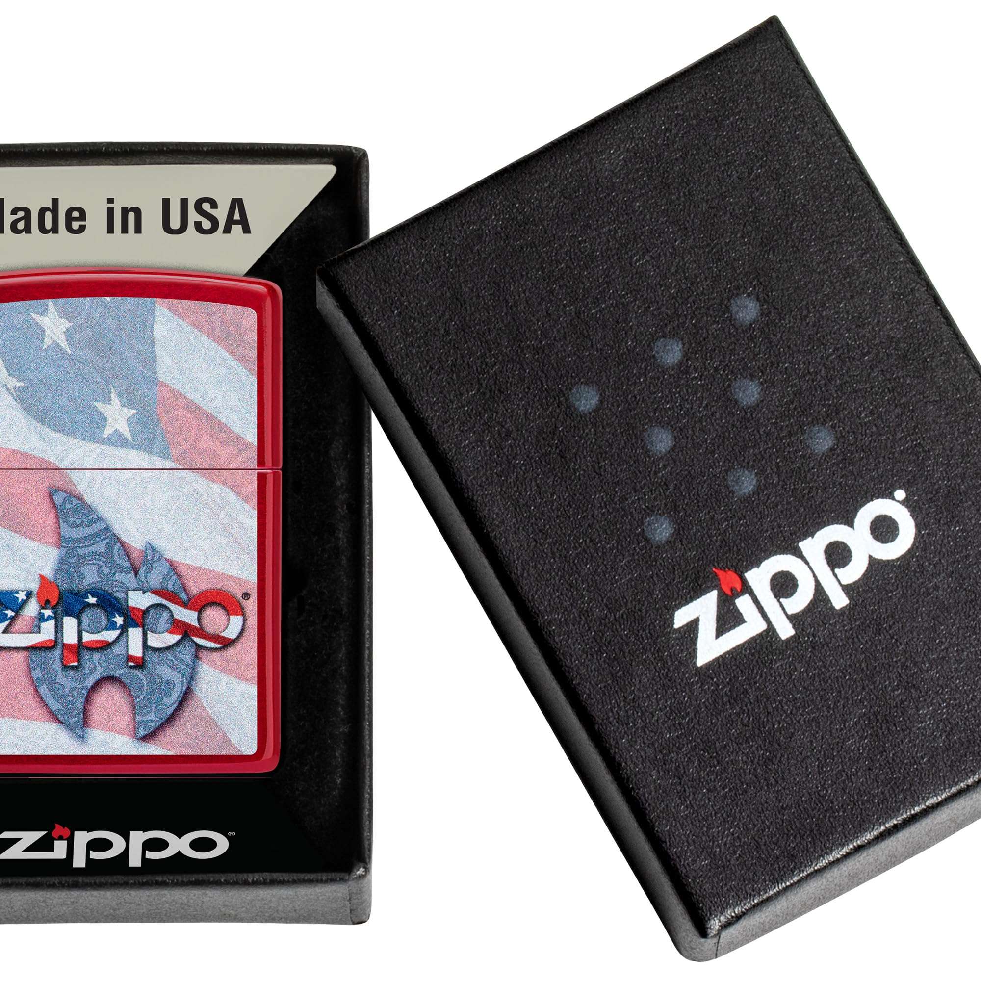 Zippo Flag Design Candy Apple Red Pocket Lighter 3