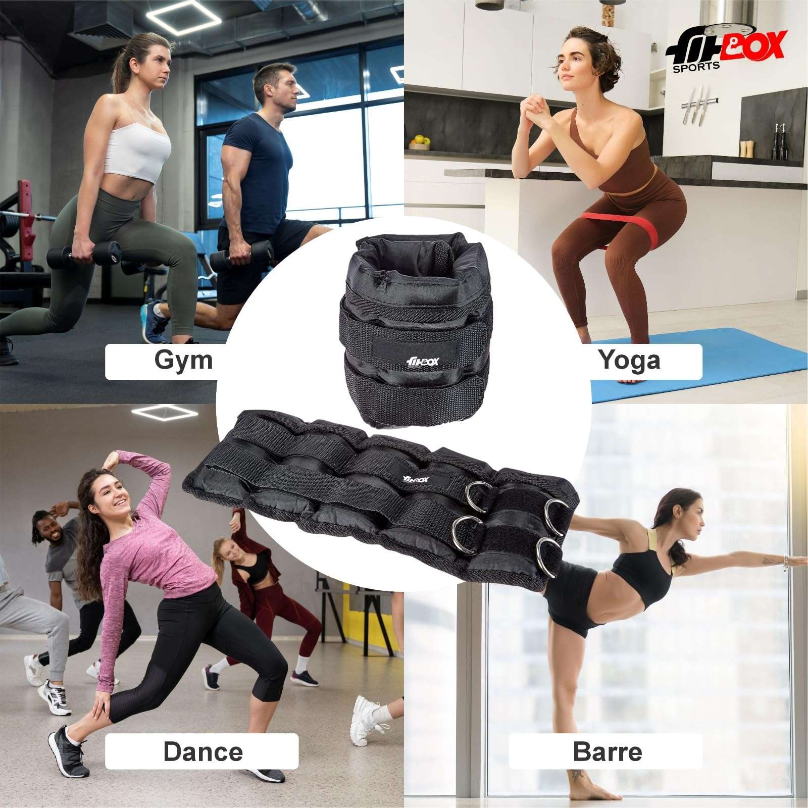 FitBox Sports Adustable Ankle Weight 5Lbs - 2.25kg (1.13kg x 2) With Removable 5 Weight Bags for Training, Running, Boxing, Jogging, Cycling 3