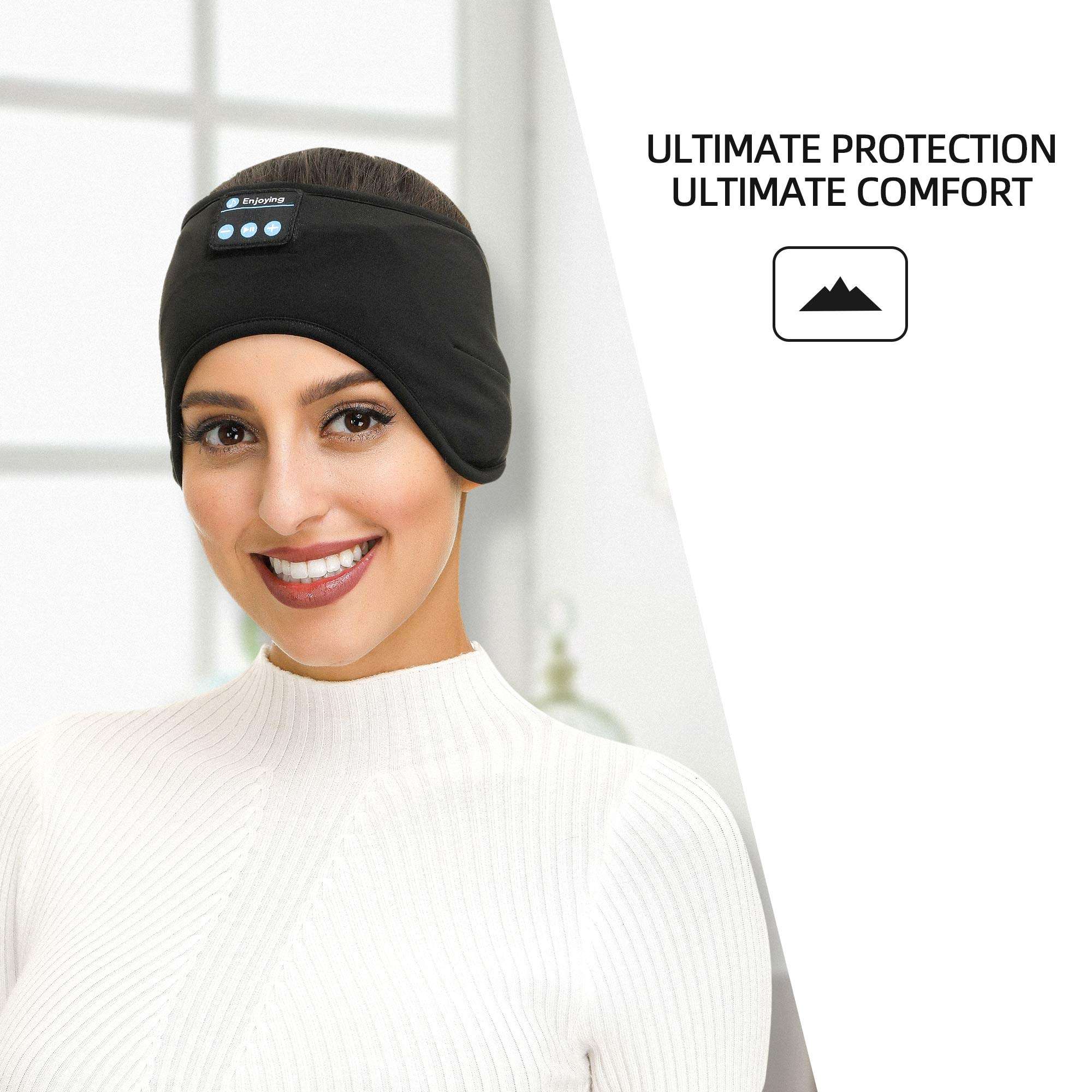 Bluetooth Fleece Ear Warmer Headband Headphones - Bluetooth Winter Ear Muffs Warm&Cozy Headband for Men Women Sleep Headphones - Running Headband with Speakers Microphones for Outdoor Sports Sleeping 2