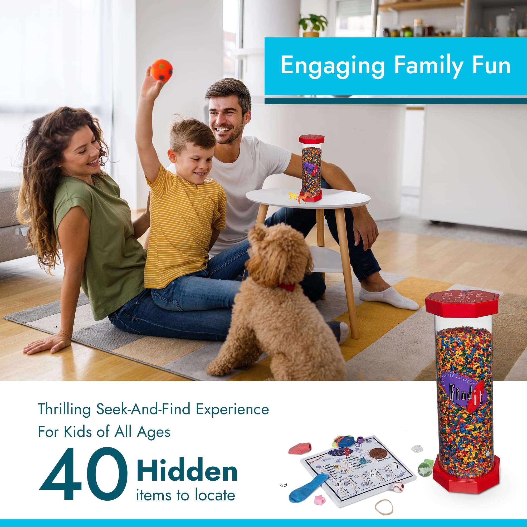 Find it Games Hidden Object Game, Find and Seek Scavenger Hunt, Kids Edition Kid Friendly Themed Items, Including Alphabet Beads, Car, Fish, Balloon, Baseball - Travel Game for Ages 8+ 4