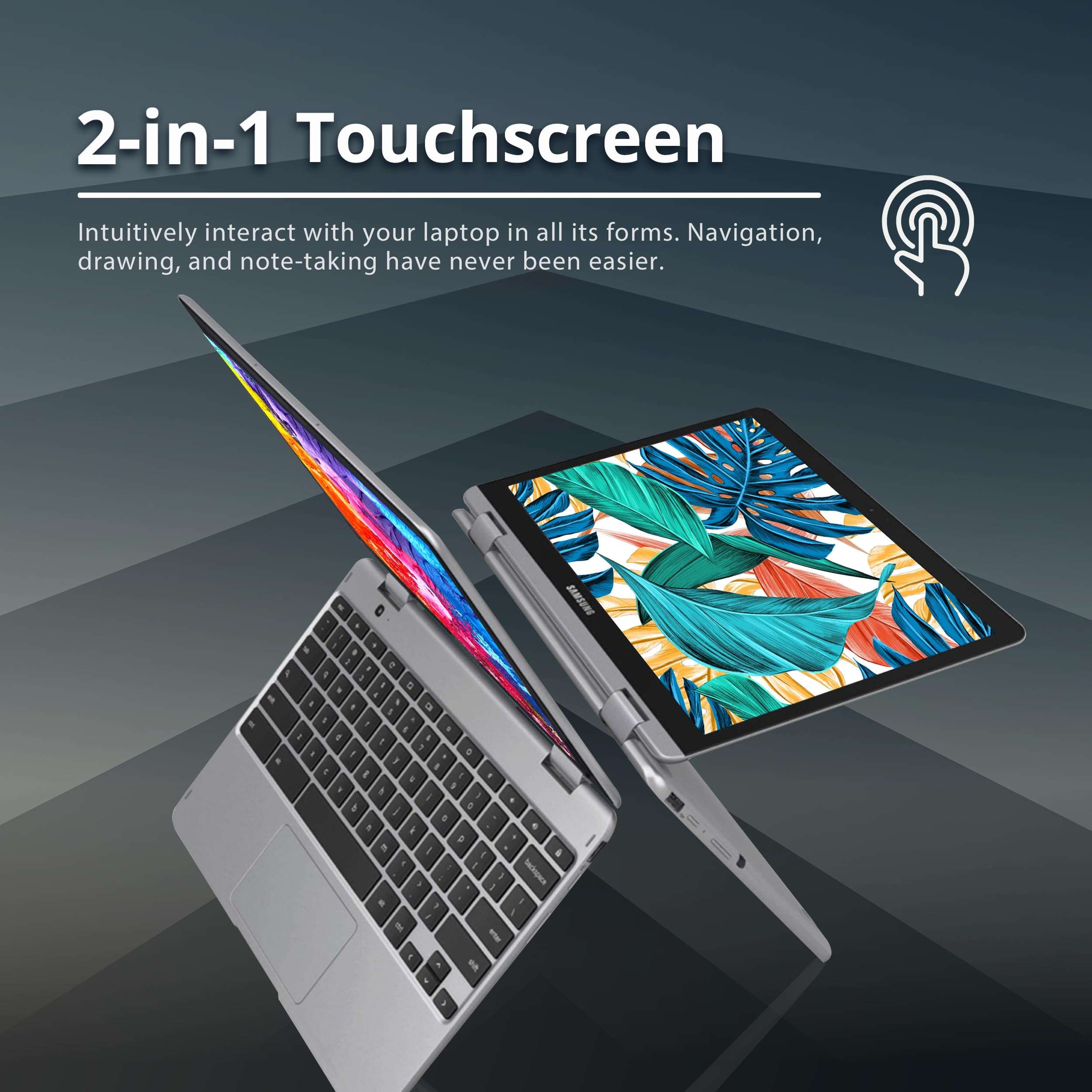 SAMSUNG Plus V2 2-in-1 12.2" Touchscreen Chromebook Laptop, Intel Celeron 3965Y, 4GB RAM, 64GB eMMC, 1M Front Camera, Wi-Fi, Bluetooth, MicroSD Reader, Stylus Pen, Chrome OS, Silver, 128GB USB Card 4