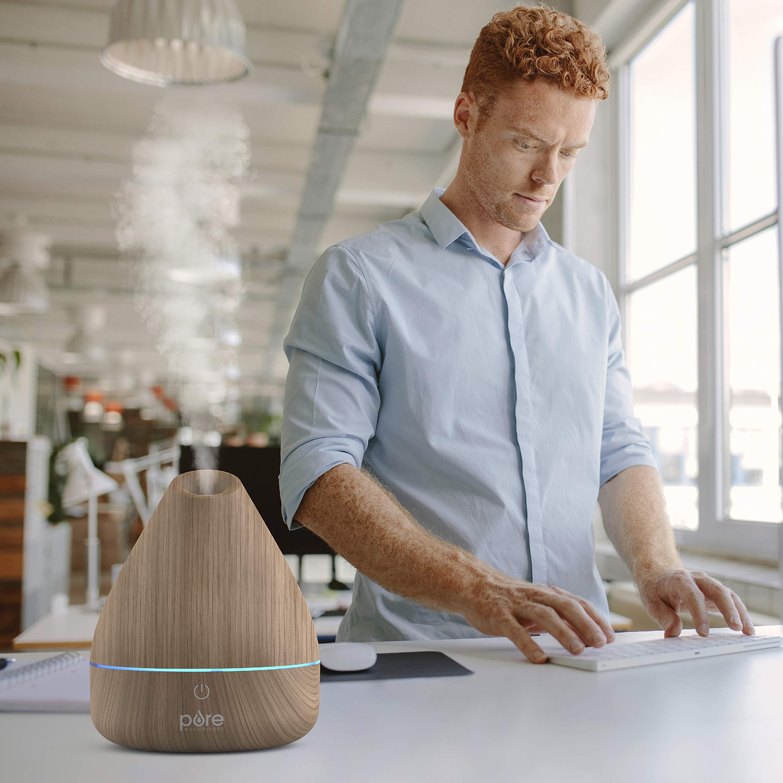 Pure Enrichment PureSpa Natural Aromatherapy Oil Diffuser (Natural) - Ultrasonic Air Deodorizer with 200ml Water Tank, Wood-Grain Accents, Soft Color-Changing Lights, and Auto Safety Shut-Off 4
