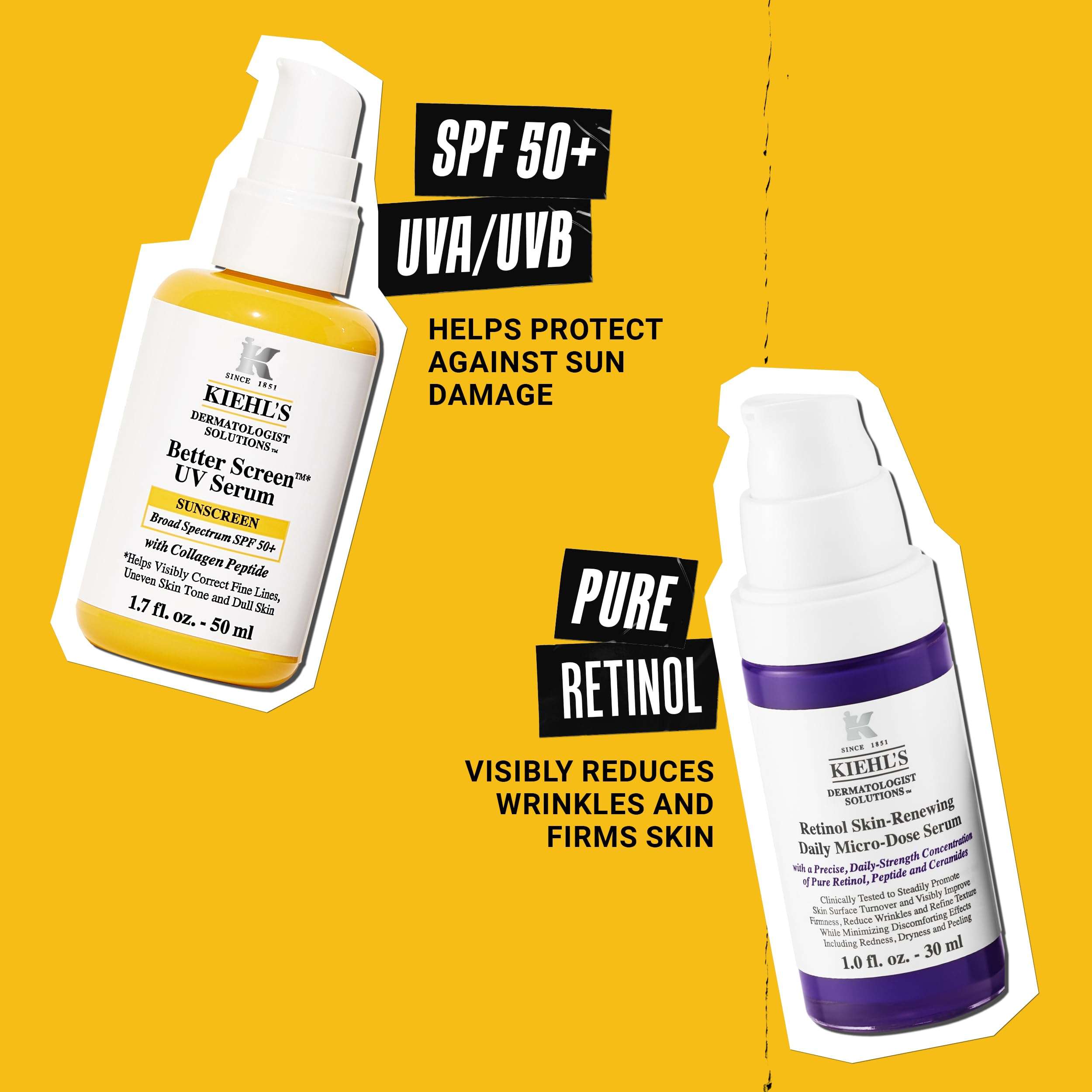 Kiehl's Anti Aging Skincare Set - $108 Value including Lightweight Sunscreen and Anti-Aging Retinol Serum - For Wrinkle Reduction and SPF Protection 5