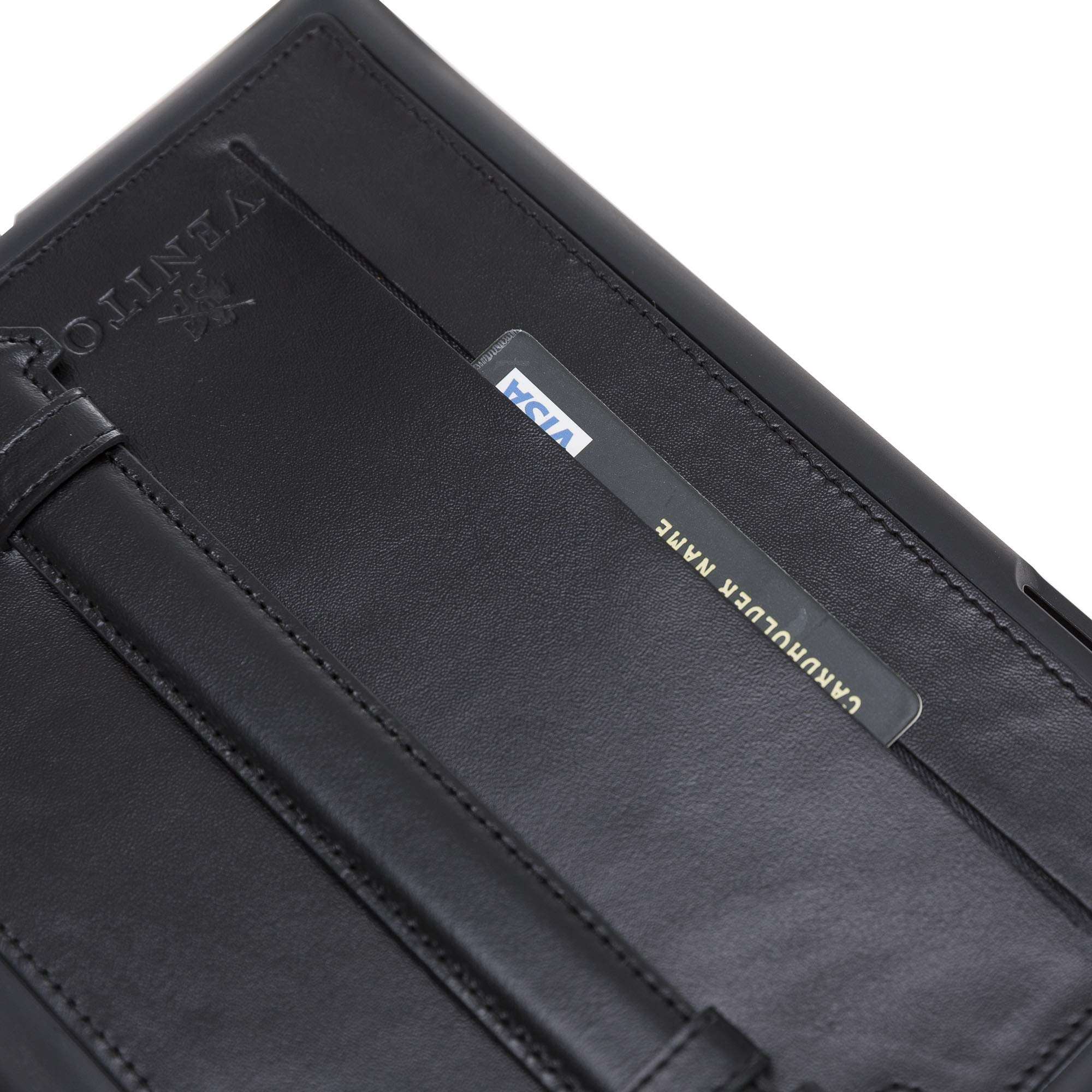 Venito Lecce Leather Wallet Case Compatible with iPad mini 5 (5th Generation), 2019 - Flex Handle Tablet Wallet - Rustic Black 5