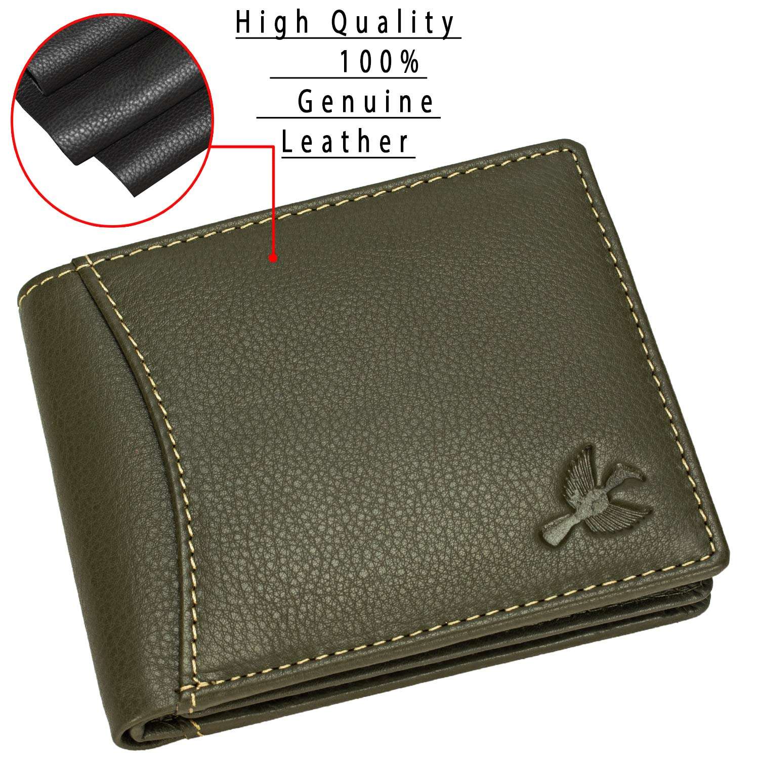 HORNBULL Themes Olive-Green Leather Wallets for Men | Bi Fold Leather Mens Wallet with RFID Blocking | Ideal Gift Wallet for Men 3