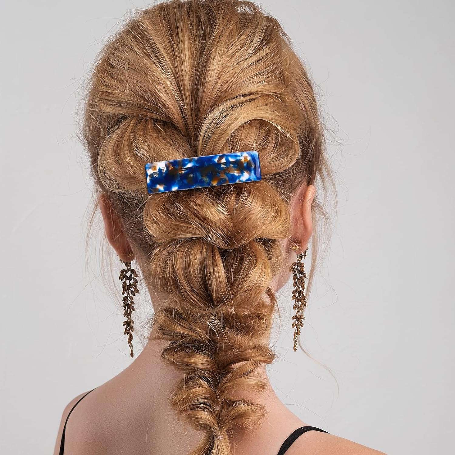 Womens Hair Barrettes Cellulose Acetate Hair Clip Tortoise Shell French Design Celluloid Rectangle Hair Clips (Colorful Patterns) (6) 5