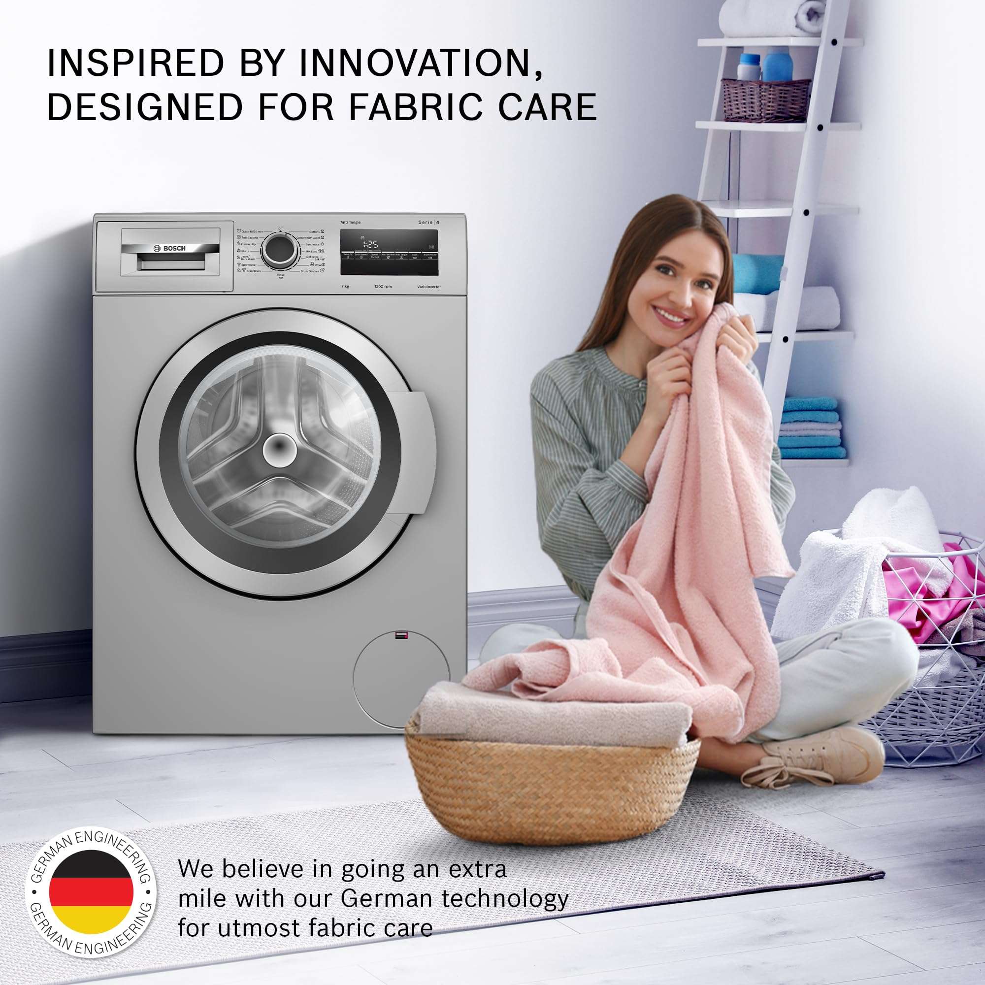 Bosch 7 kg 5 Star Fully-Automatic Front Loading Washing Machine (WAJ24266IN, Silver, AI active water plus, In-Built Heater) 4