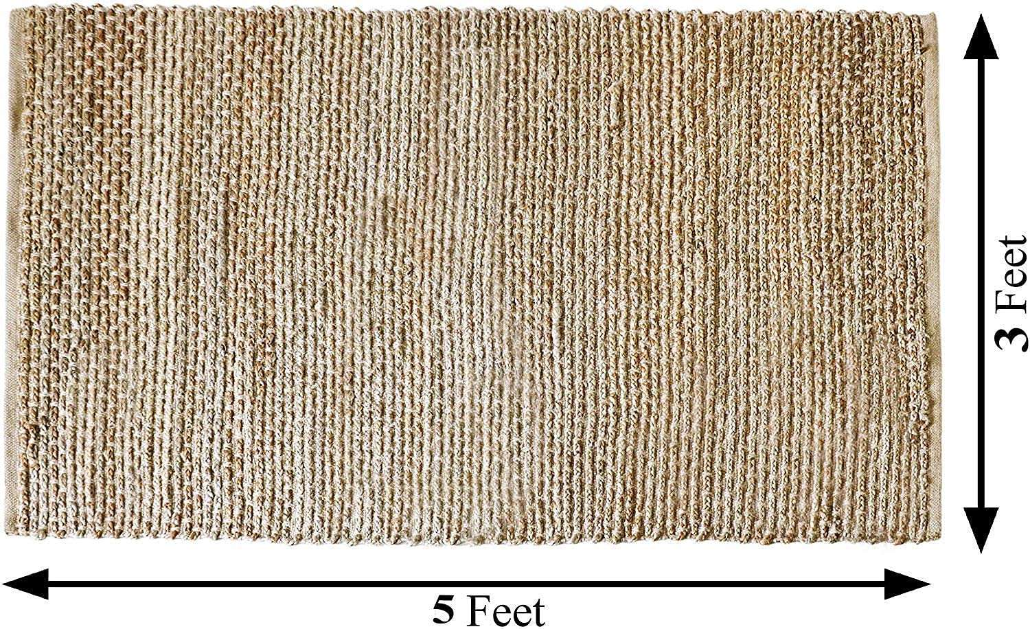 THE HOME TALK Natural Handcrafted Braided Jute Rug - 90X150CM|Traditional Carpet for Living Room,Kitchen,Entryway,Bedroom,Dining Room|Rustic Bohemian Decor|Durable,Anti-Skid Carpets for Centre Table 2