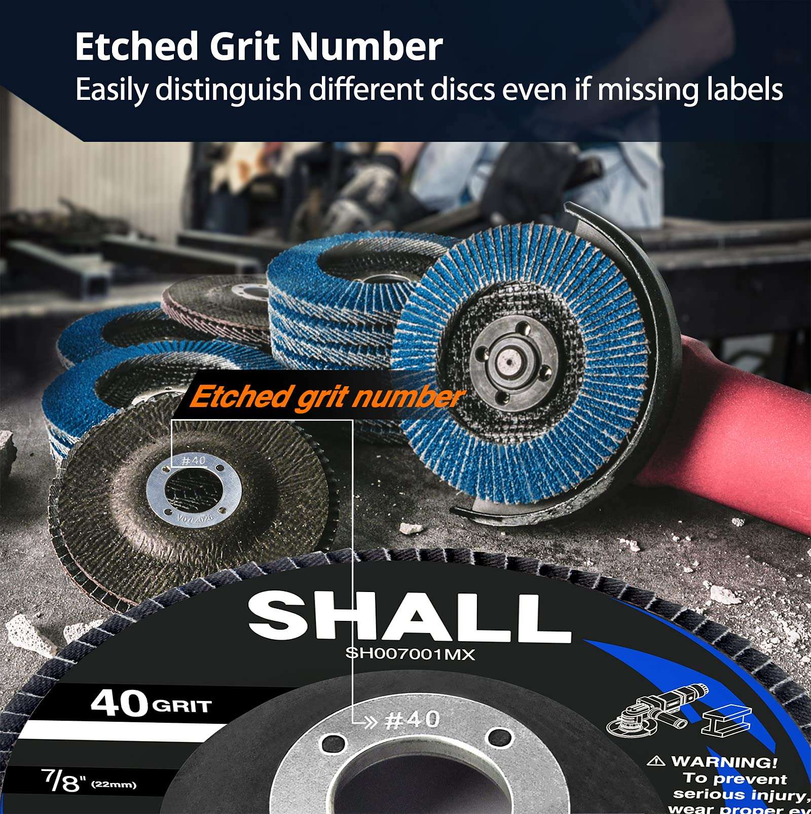 SHALL 24-Pack Flap Disc & 25-Pack Cut Off Wheels with Pouch, 4 1/2 x 7/8 Inch 5