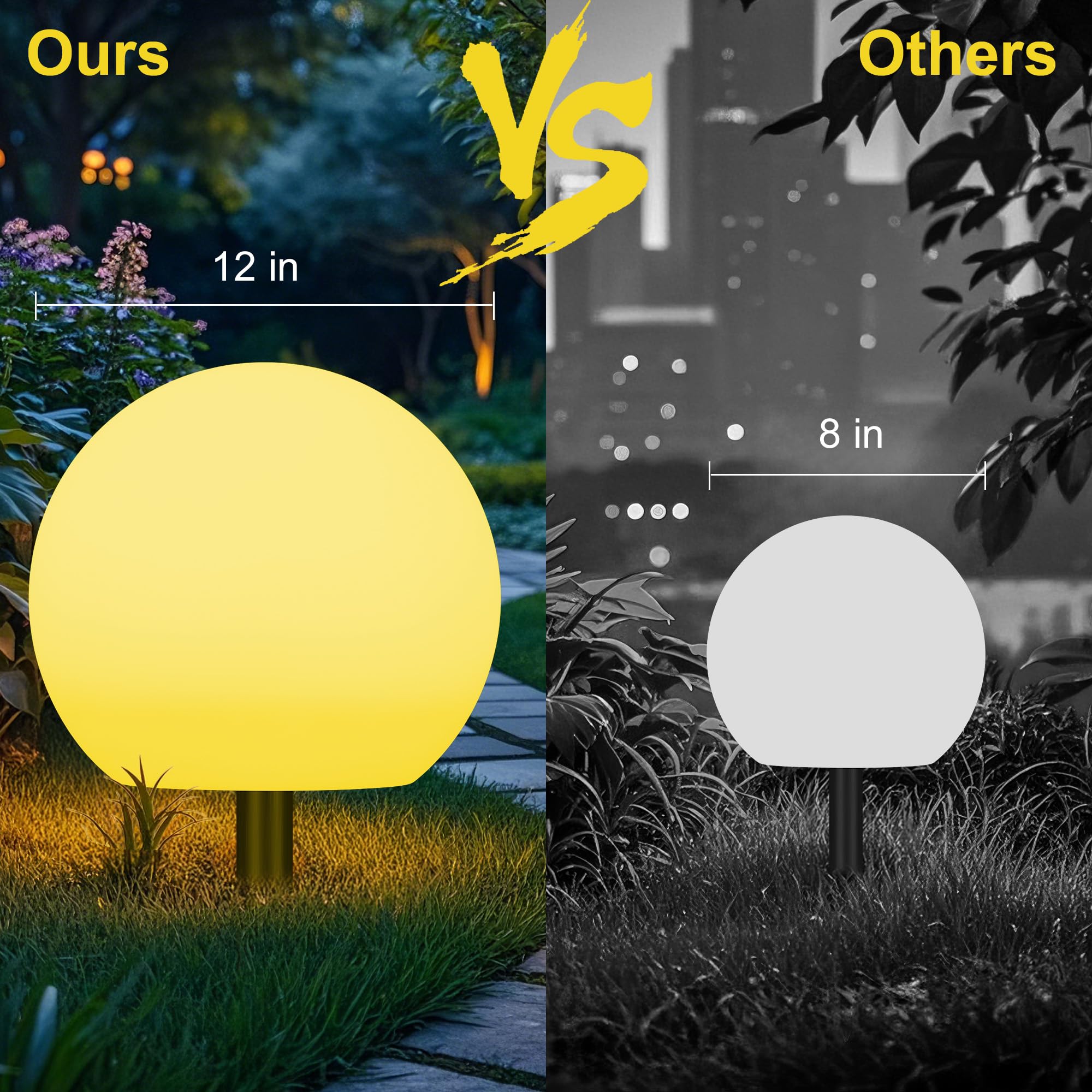 Fastruggle 12 Inch Solar Ball Light, Solar Rechargeable Globe Light,16 RGB Colors and Dimmable Globe Light with Remote,Decor for Patio,Garden,Yard,Beach,Pathway,Party Decorative Lighting 5