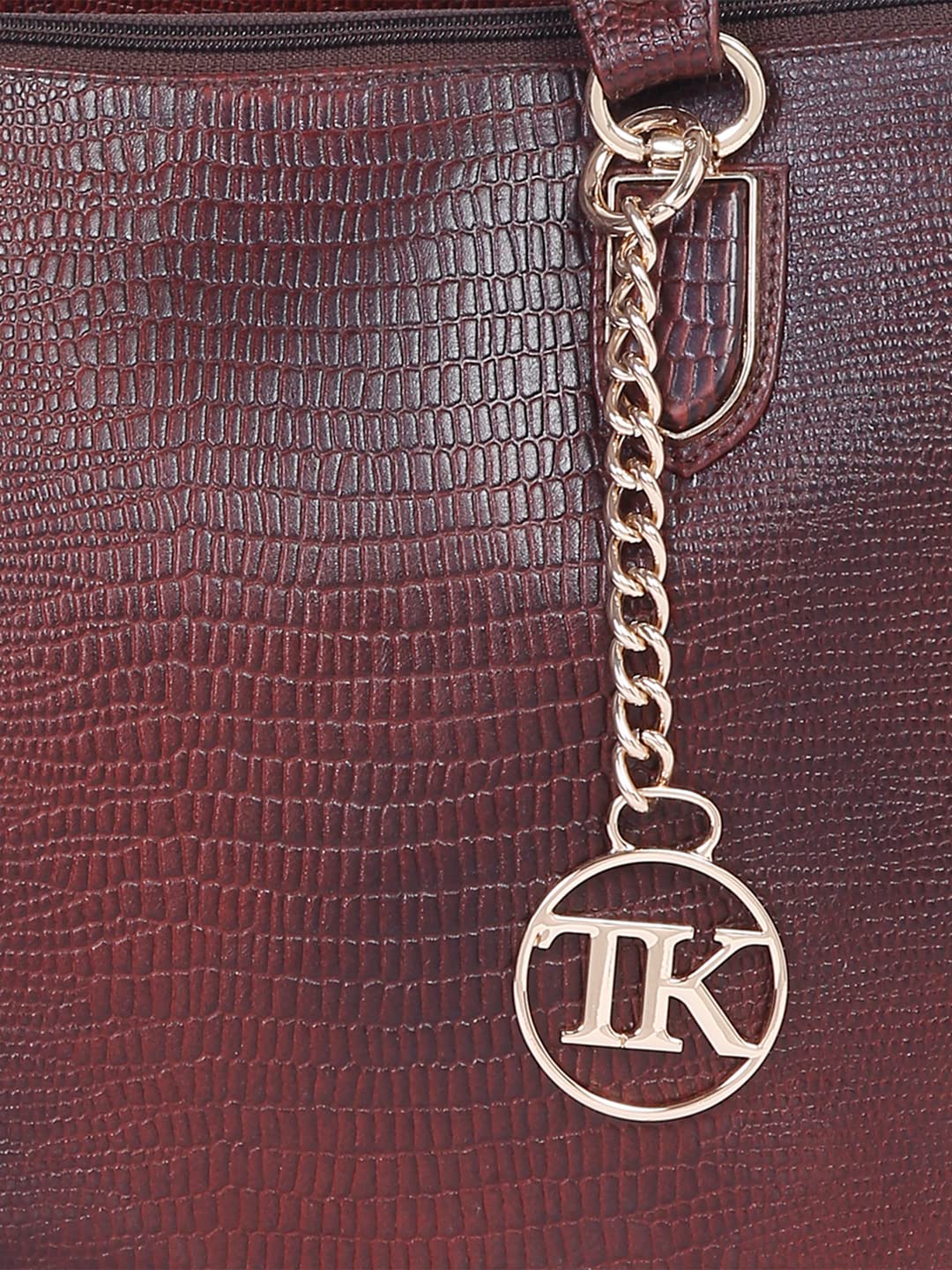 TEAKWOOD LEATHERS SOLID STRUCTURED MAROON LEATHER HANDHELD BAG 5
