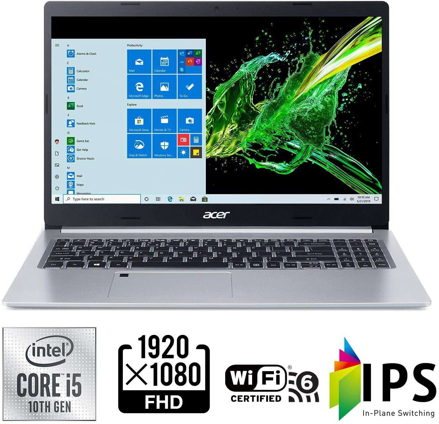 2022 Newest Acer Aspire 5 A515 Laptop | 15.6" FHD IPS Display | 11th Gen Intel Core i5-1135G7 | 12GB RAM 256GB NVMe SSD | WiFi AX | RJ45 | HDMI | Webcam | USB-C | Backlit KB | FPR | Windows 10 Home 2