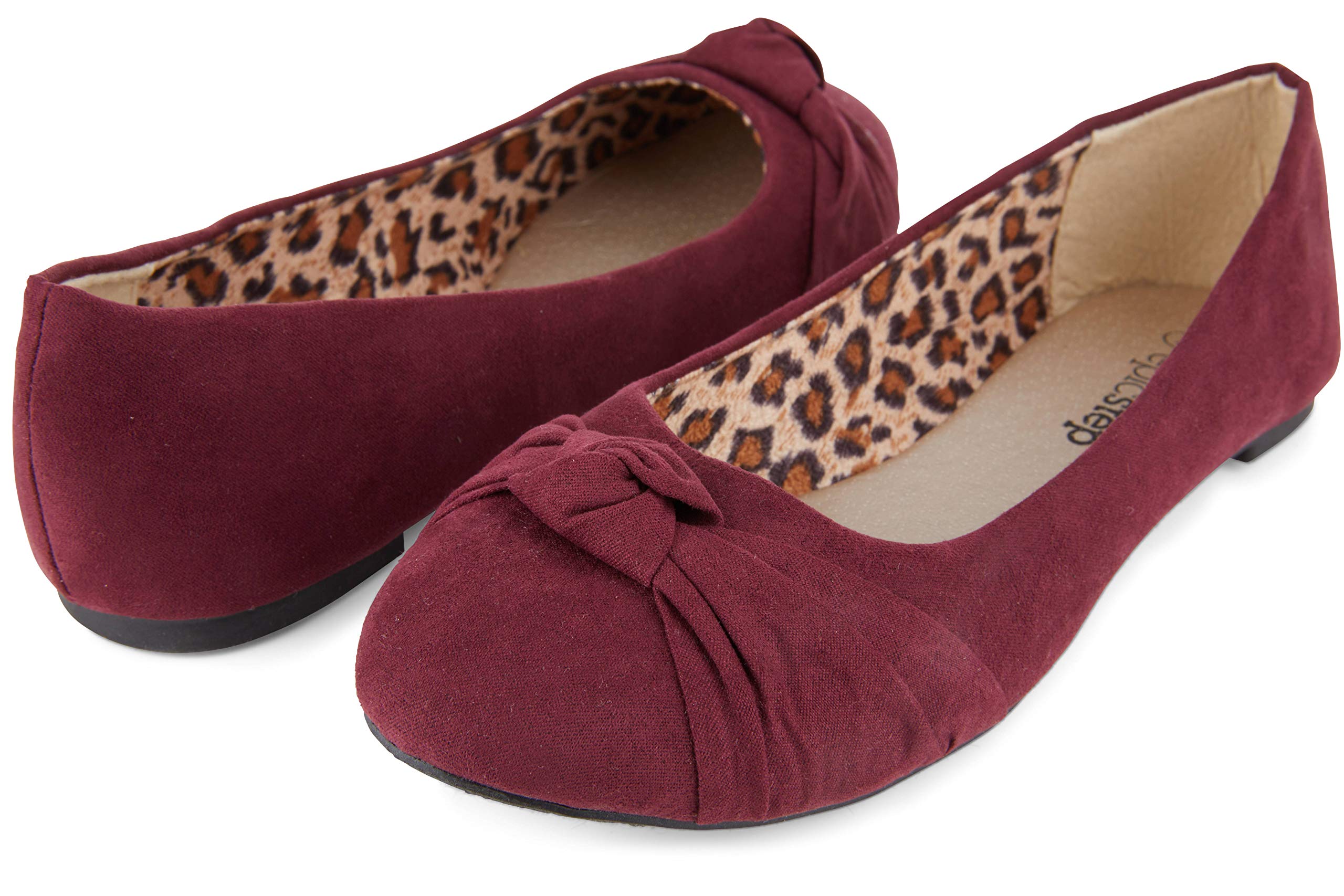 Women's Knotted Front Canvas Round Toe Ballet Flats-Comfortable Cute Dress Flats Maroon 5
