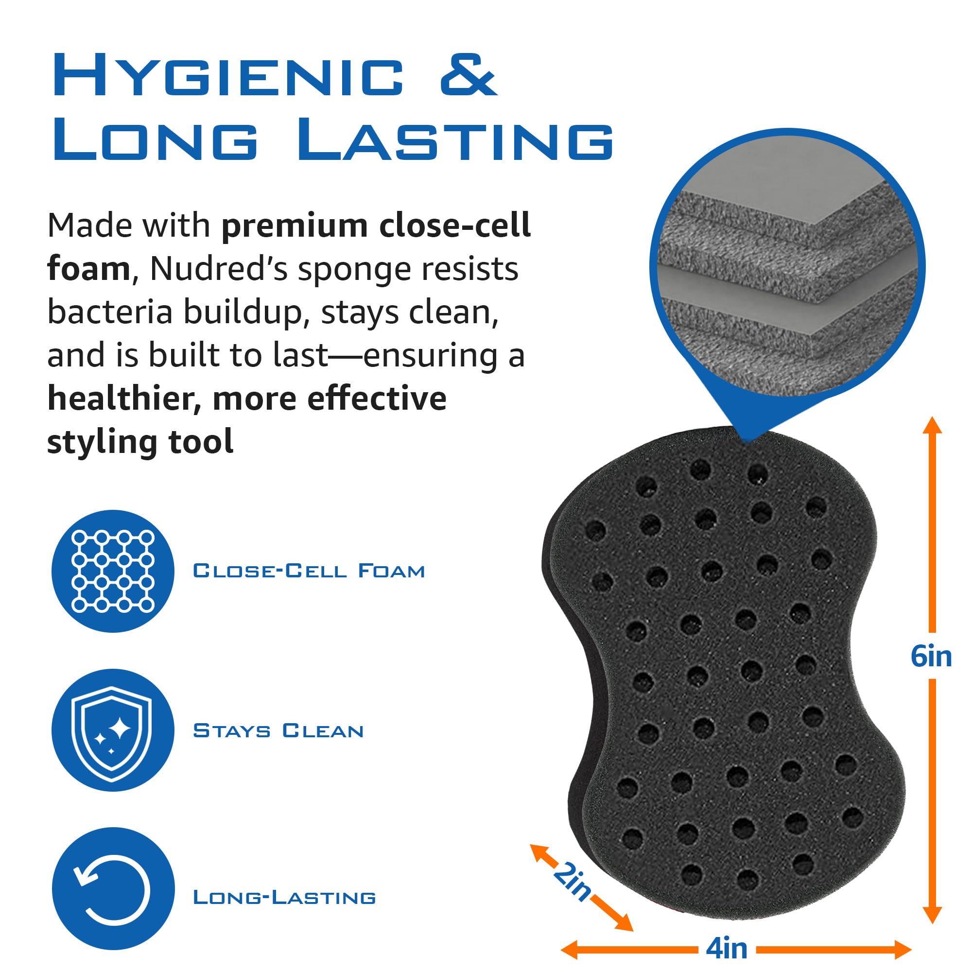 NuDred Hair Brush for Black Men and Women, Twisting Sponge for Curling Afro Style Dreads, Coils & Twists, Barber Curling Care Tool (Silver, Small Holes) 4