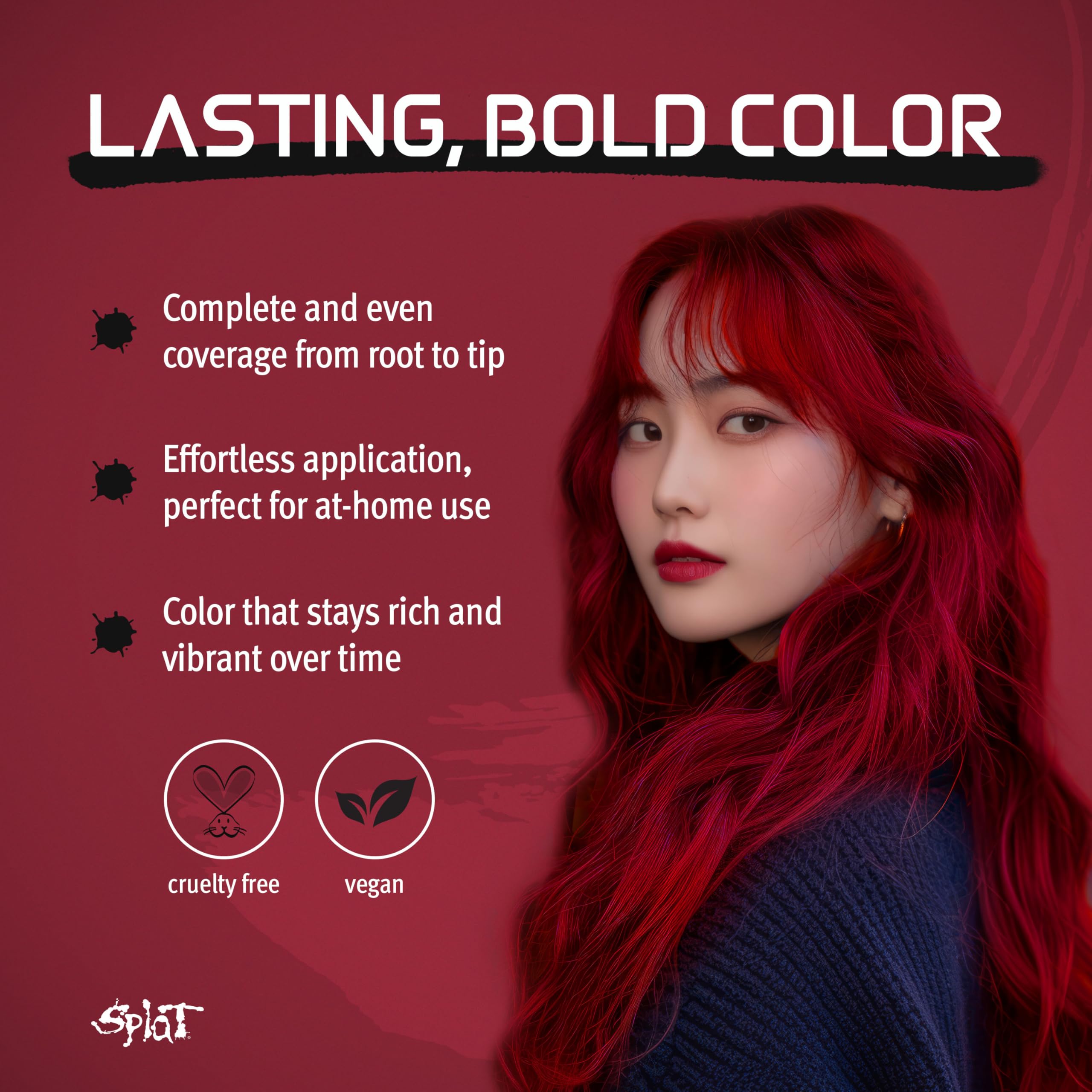 Splat Midnight Scarlet Semi Permanent Hair Dye Kit, 1 Application, Includes Deep Reconstructor Conditioner, Lasts 30 Washes, No Bleach Required, Vegan & Cruelty Free Hair Color 2