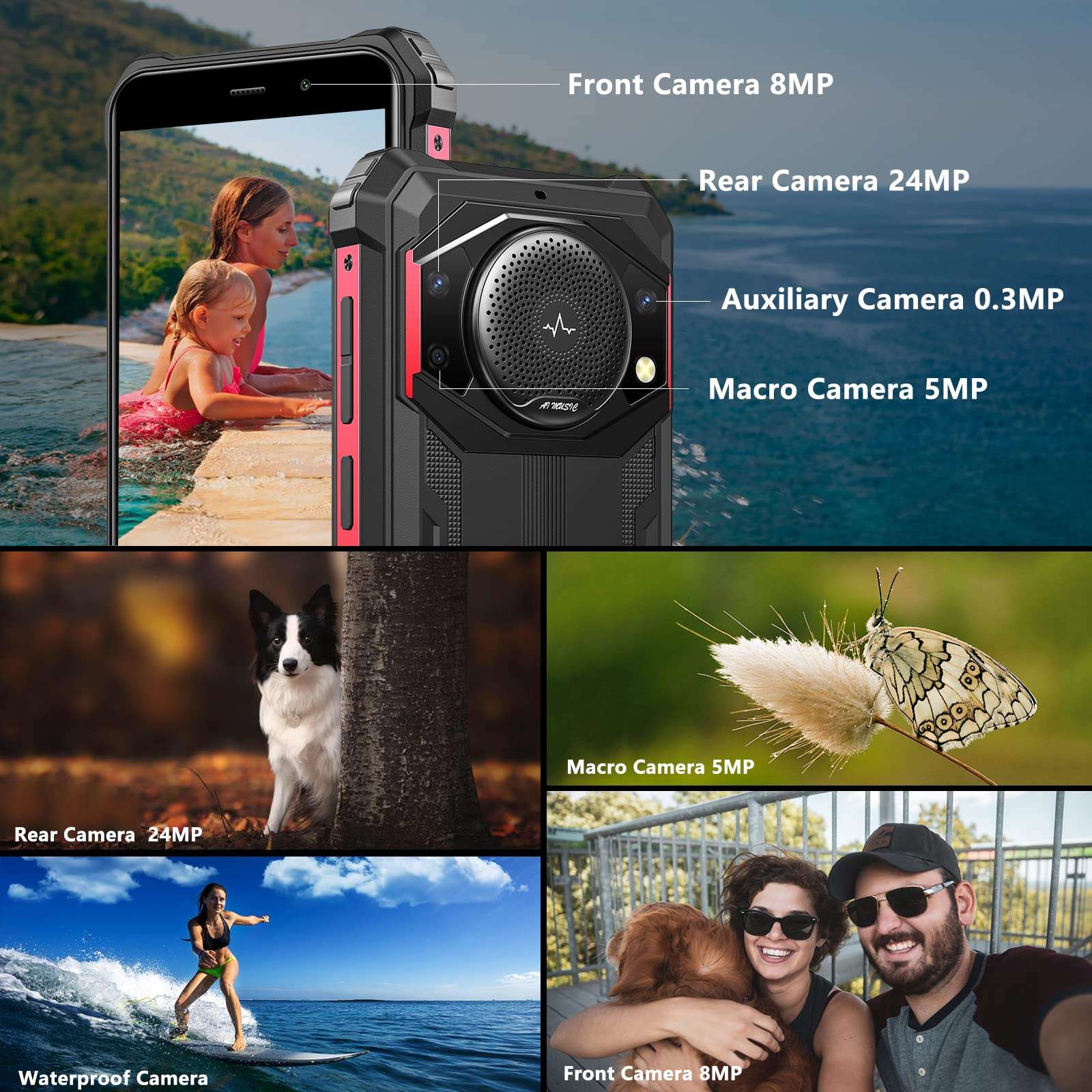 FOSSIBOT Rugged Smartphone F101 10600mAh Battery Rugged Cell Phone122dB Loudest Speaker Unlocked Phone 4+64GB 5.45" HD+ Rugged Smartphone Unlocked IP68 Waterproof Phone Android 12 24+8MP Camera OTG 5