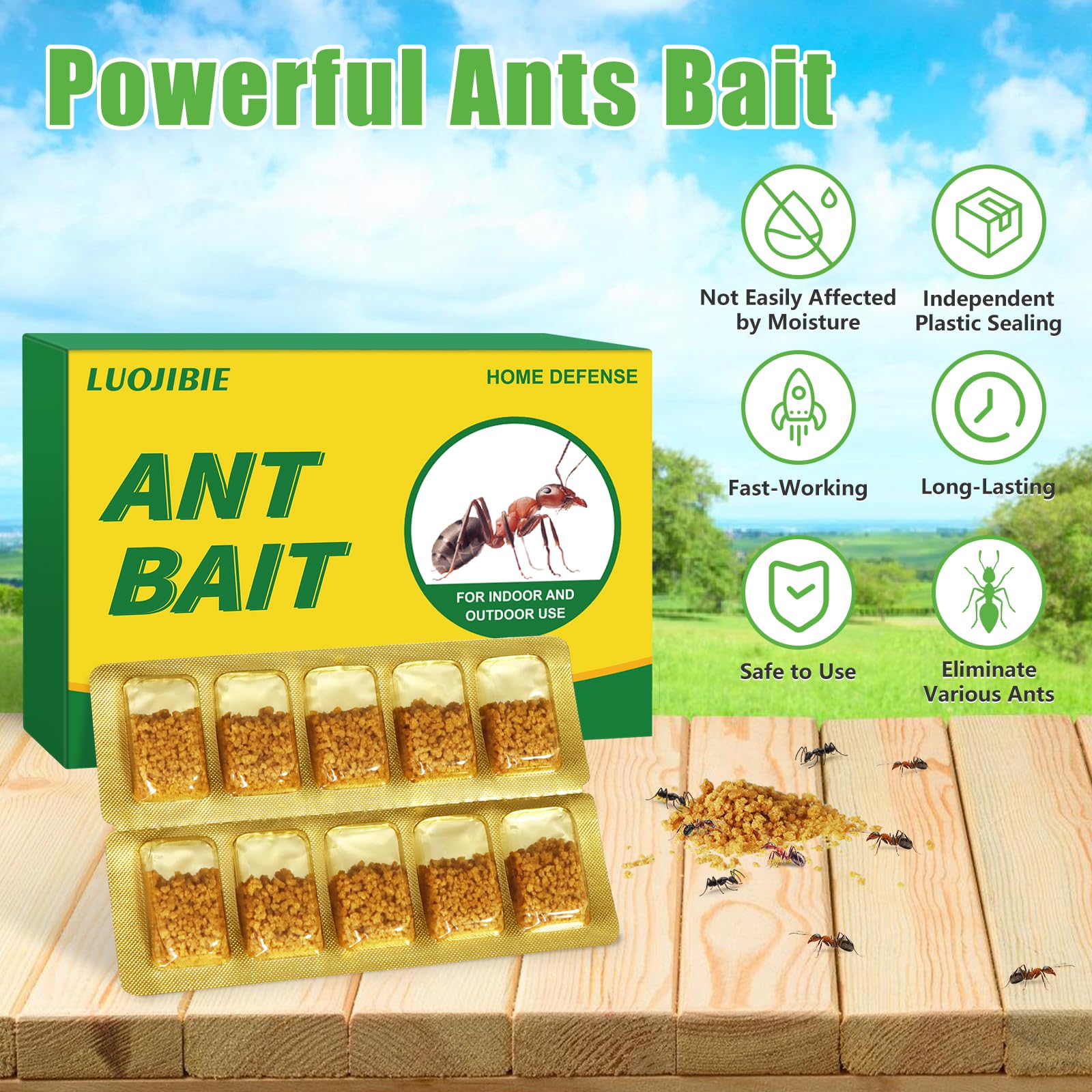LUOJIBIE Ant Killer Bait for Household Use, Ant Traps, Strongly and Effectively Ant Control for Indoor&Outdoor-20 Count 3