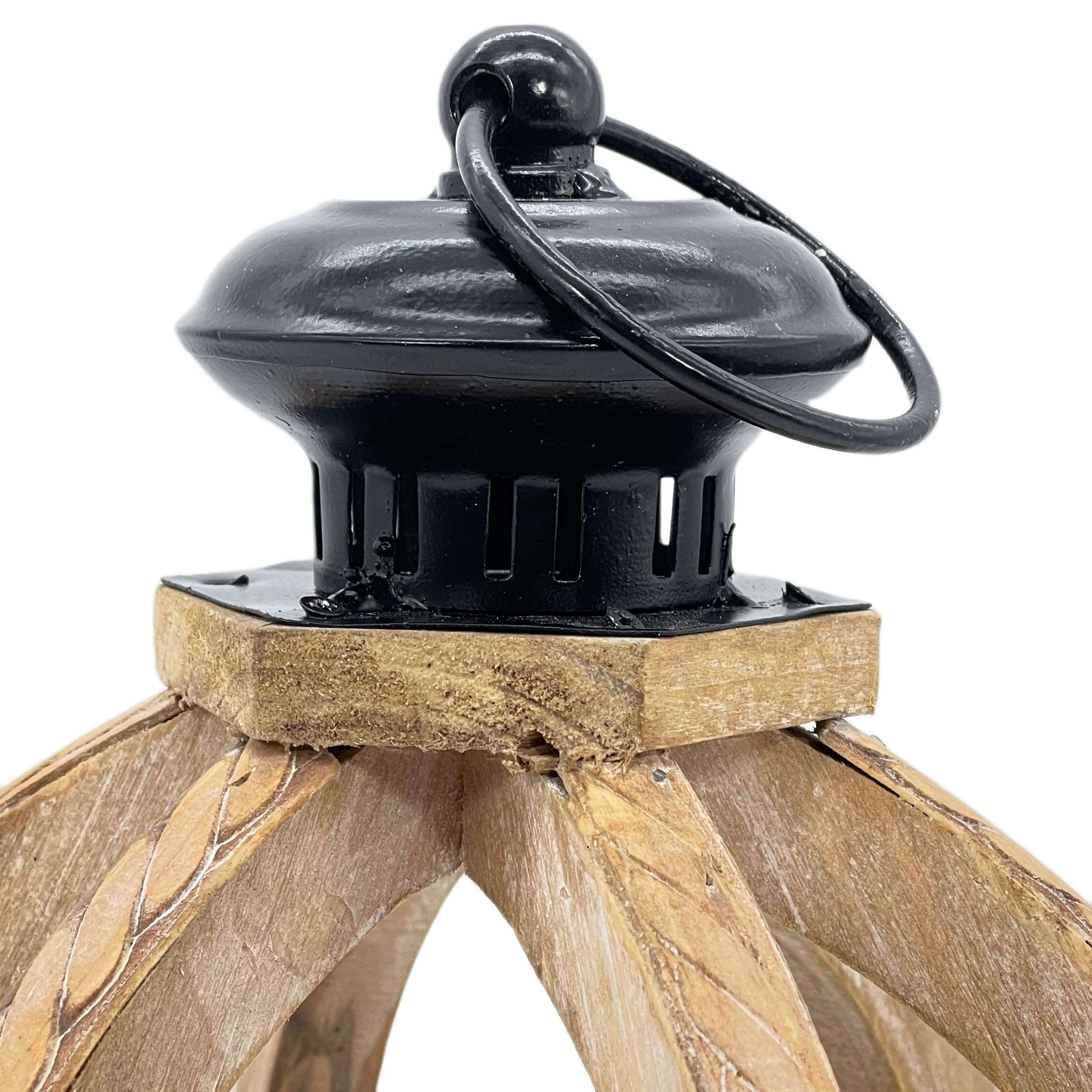 Galt International 12.4" Rustic Wooden Accented LED Candle Lantern (Natural) Wood Frame Warm Candle Rustic Home Decor 5