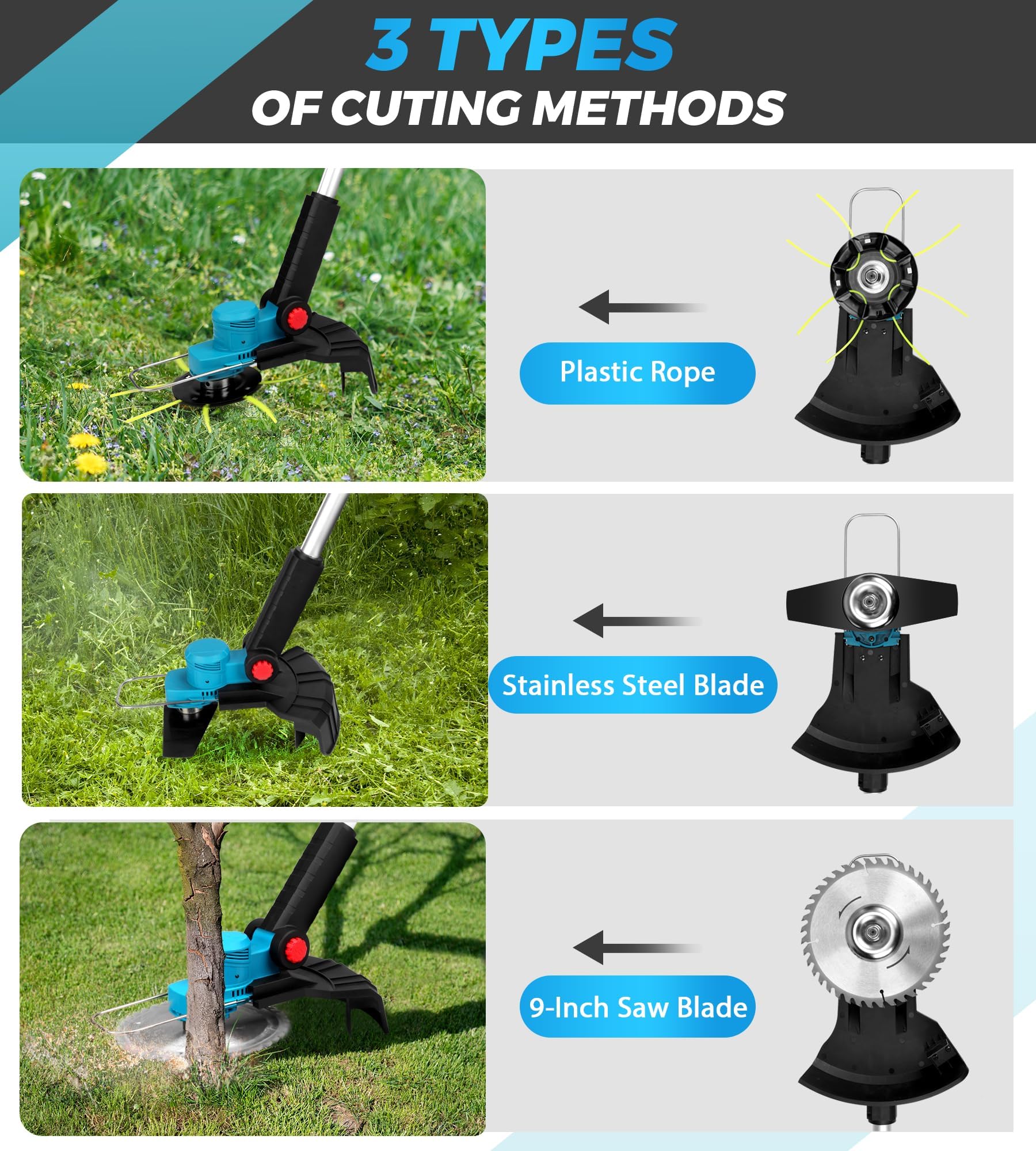 2025 Cordless Weed Wacker,Brushless 12-Inch Electric Weed Eater,with Versatile 3 Cutting Methods and 2 X 4.0Ah Electric Weed Wacker for Lawn Bush Weeds,Garden,Yard Care 5