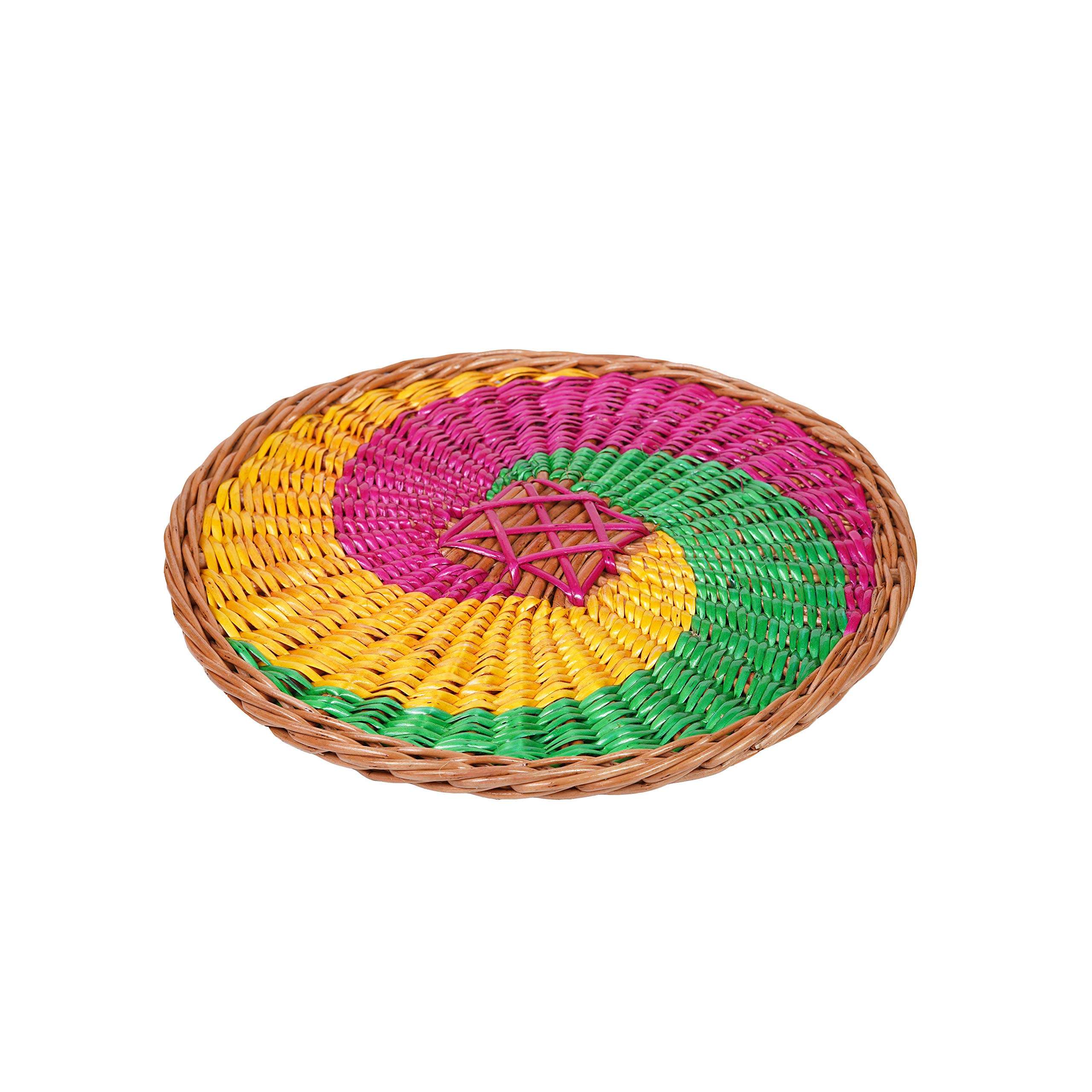 Kadam Haat Handmade Wicker Wall Plate | Wall Decor Hanging Wall Plates For Living Room Bedroom & Home Decoration (Colored, 12") 1