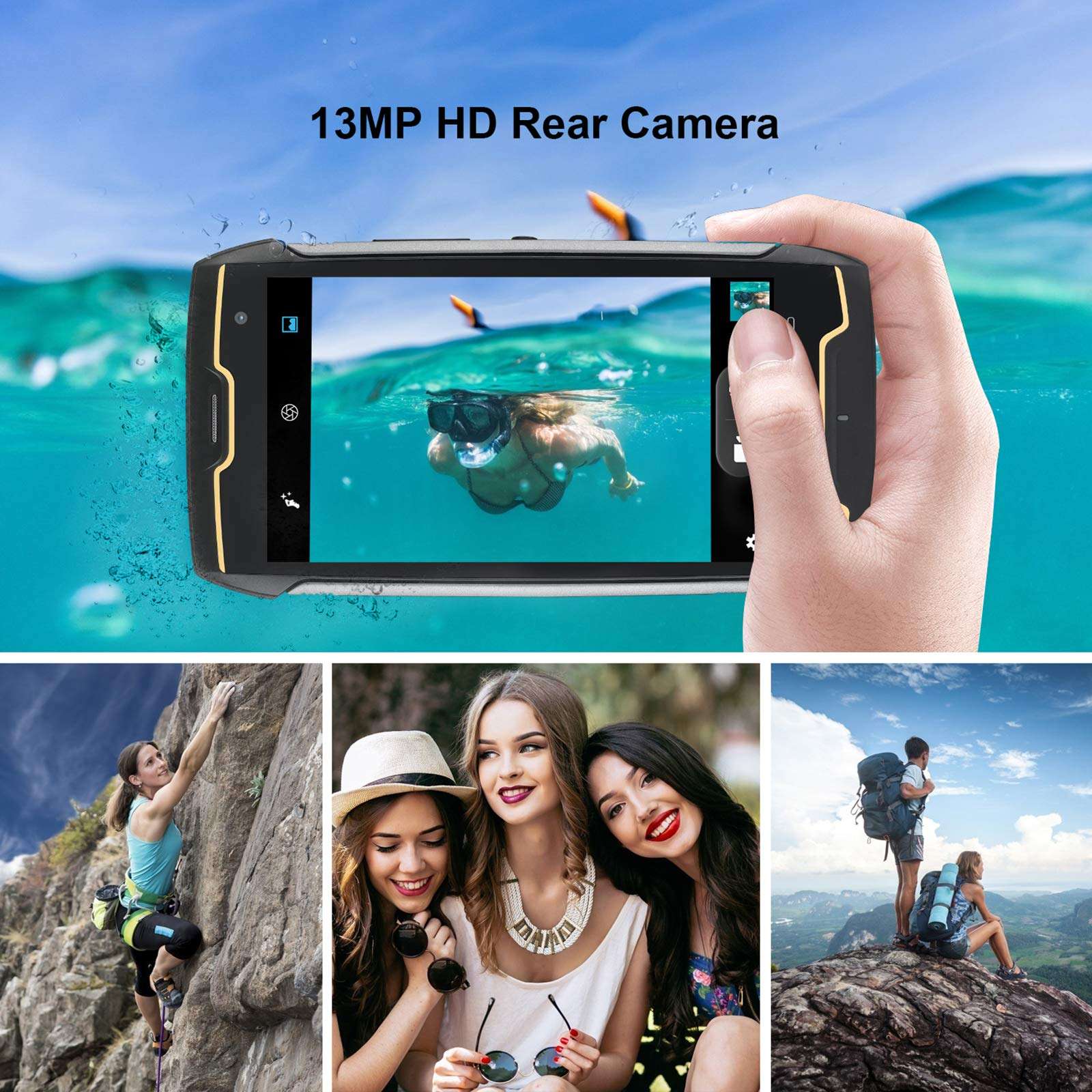 Rugged Smartphone Unlocked, CUBOT King Kong CS, Android 10 Rugged Phones, 4400mAh Battery, 13MP+8MP, 16GB ROM, 5.0″ Display, Dual SIM Phone Unlocked, Face ID, GPS, US Version, Black 6