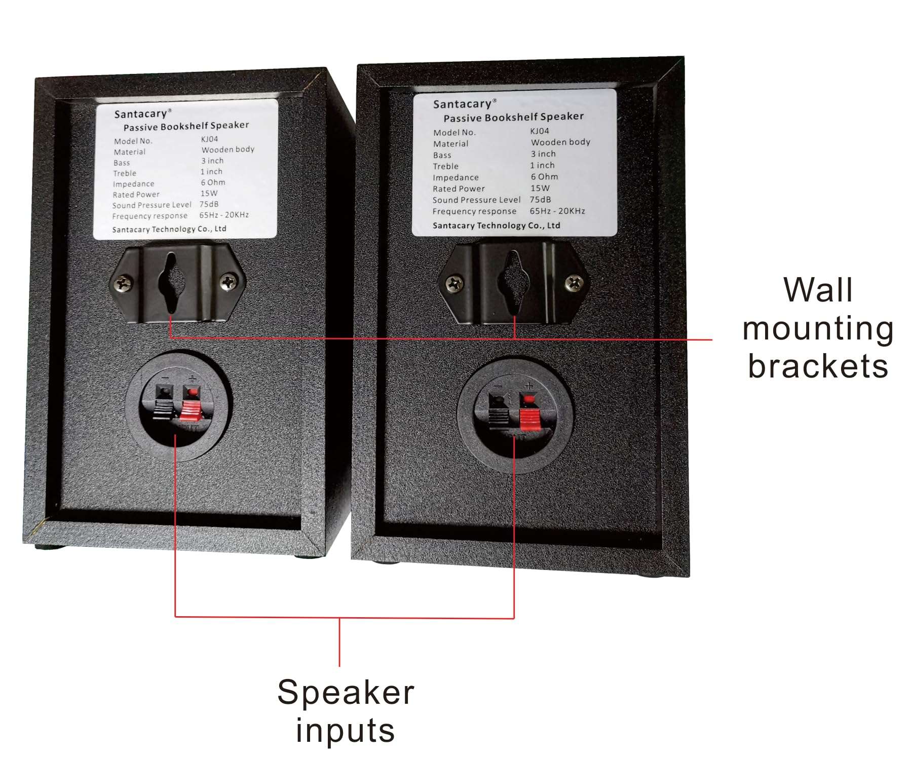 2-Way Passive Bookshelf Speakers for Home Theater Surround Sound, Home Desktop Stereo Speakers for Record Player/Computer/TV, Black, One Pair Wall Mountable, Needs Amplifier or Receiver to Operate 3