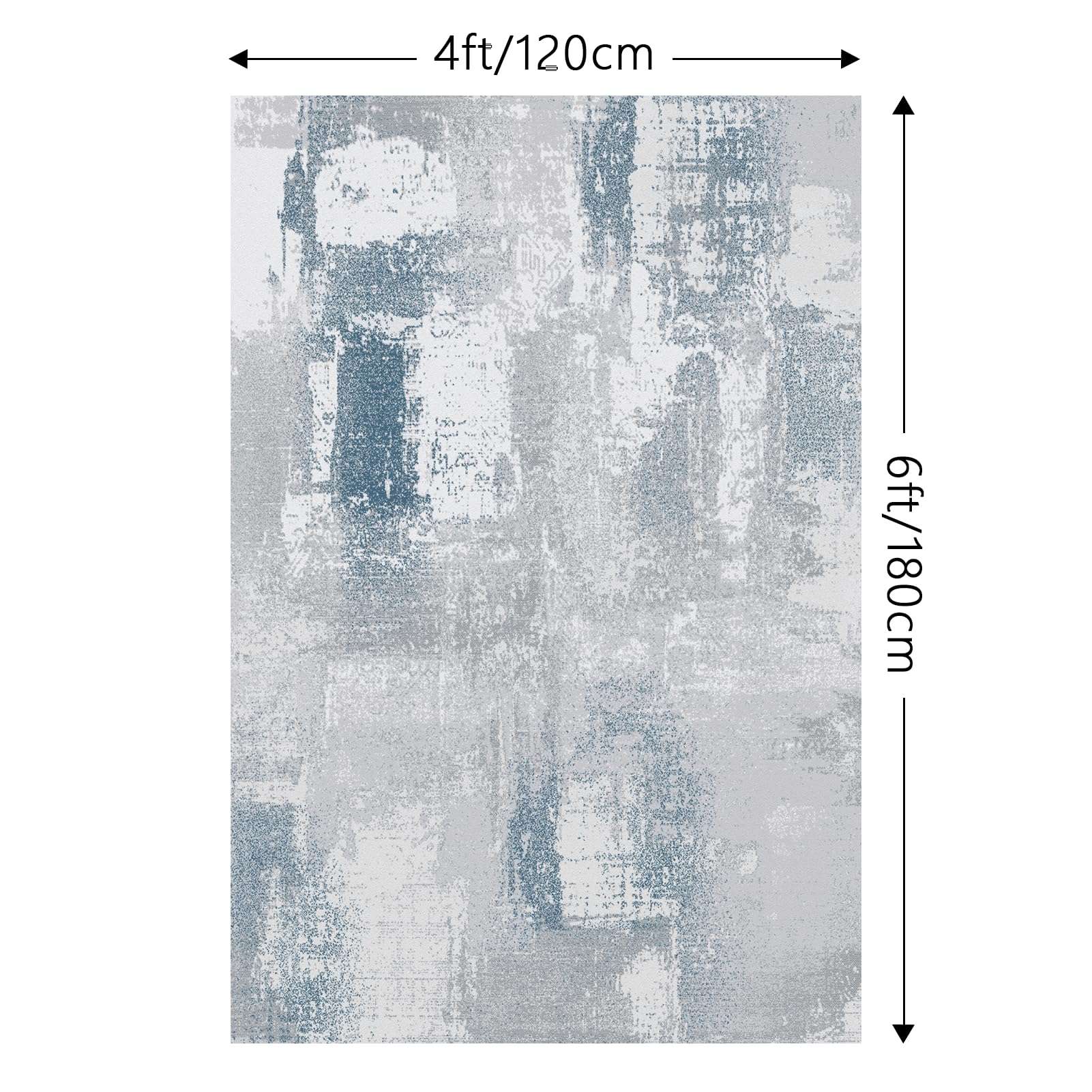 FINOREN Artistic Abstract Area Rug.Lattice-Lake Blue,4x6 Feet,Suitable for Bedroom,Living Room,Apartment,Machine Washable Non-Slip Soft Modern Interior Rug,Smudge-Proof,Non-Shedding. 3