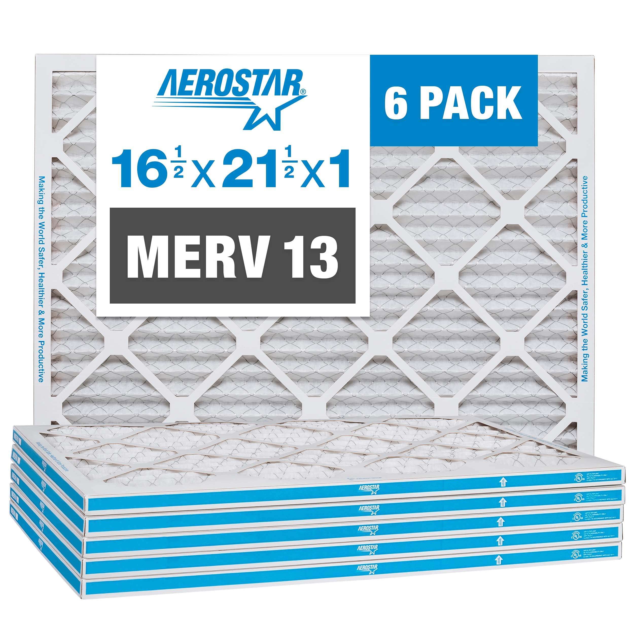 Aerostar 16x20x2 MERV 13 Pleated Air Filter, Made in the USA, 6-Pack 1