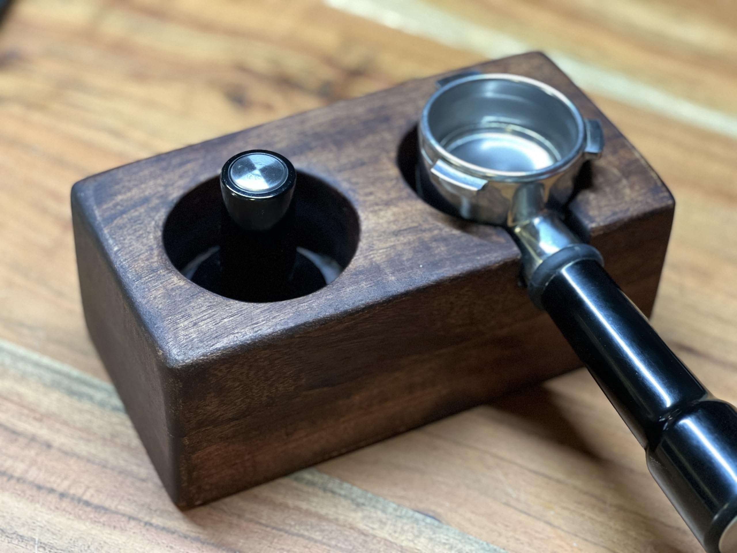 Wood Chop Wooden Coffee Portafilter Holder & Tamping Station | 51mm - 58mm | Handcrafted Mango Wood | Stylish, Elegant & Durable Coffee Bar Accessory for Home & Cafe Use 3
