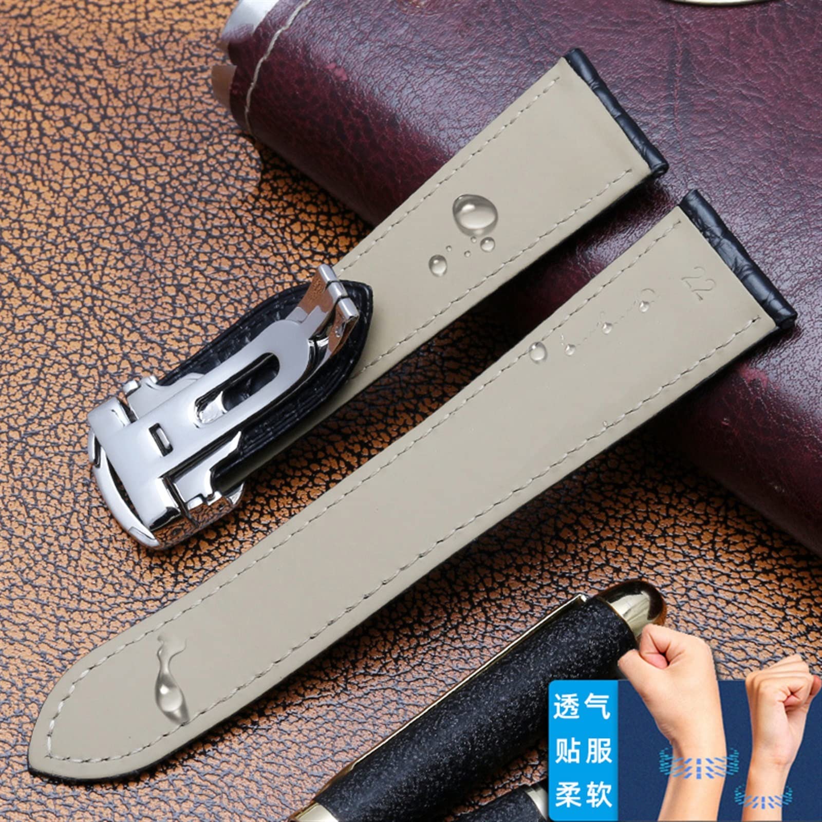 Svapo Crocodile Leather Watch Strap，For Cartier Watch Band 20mm，Leather Tank Key London Calibo Watch Chain Women 20mm(Brown silver,24mm) 4