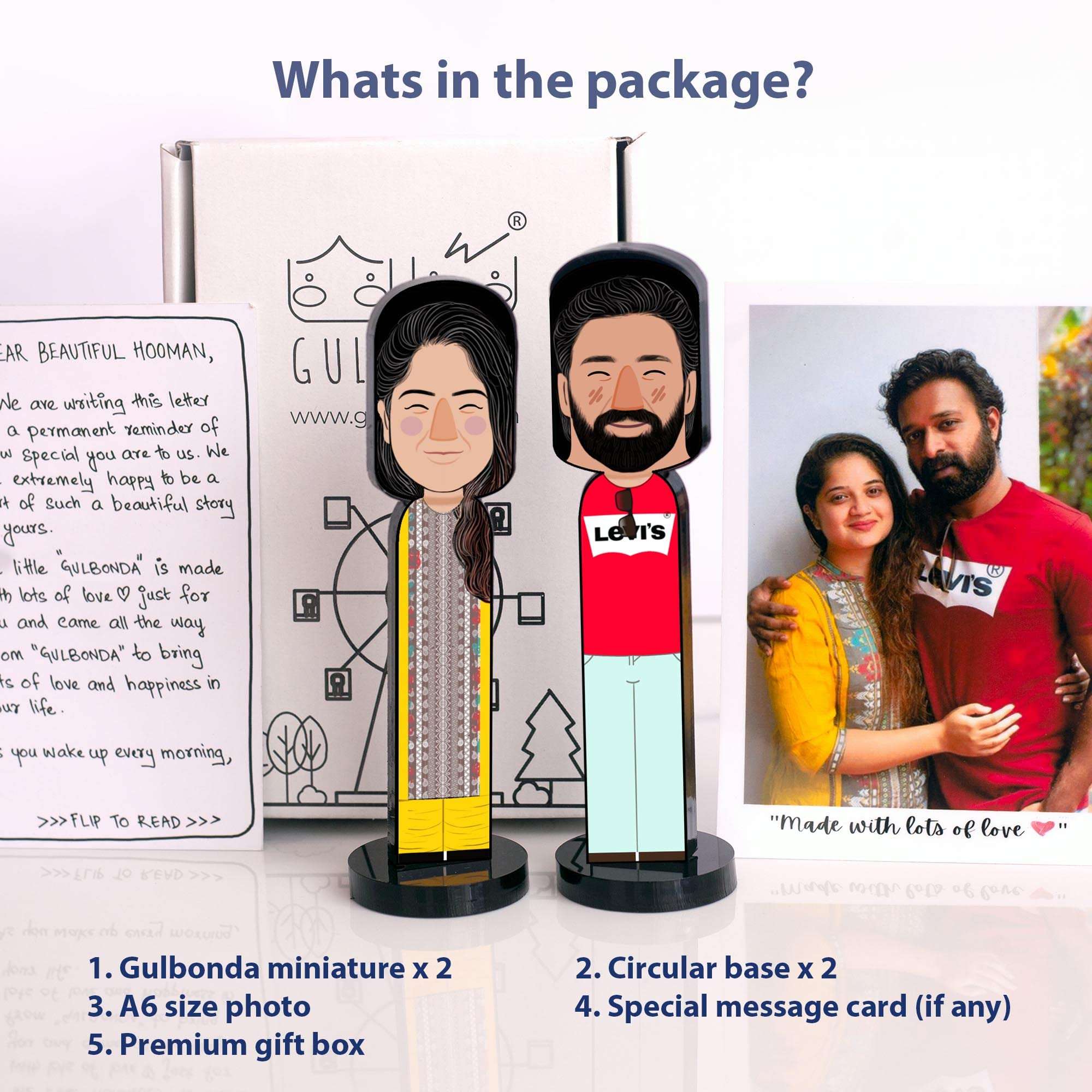 GULBONDA Personalized Miniature Figure (Set of 2), Gift for Anniversary, Birthday, Husband, Wife, Girlfriend | PMMA | Customized, (Size: 16x4x0.8 cms) 2