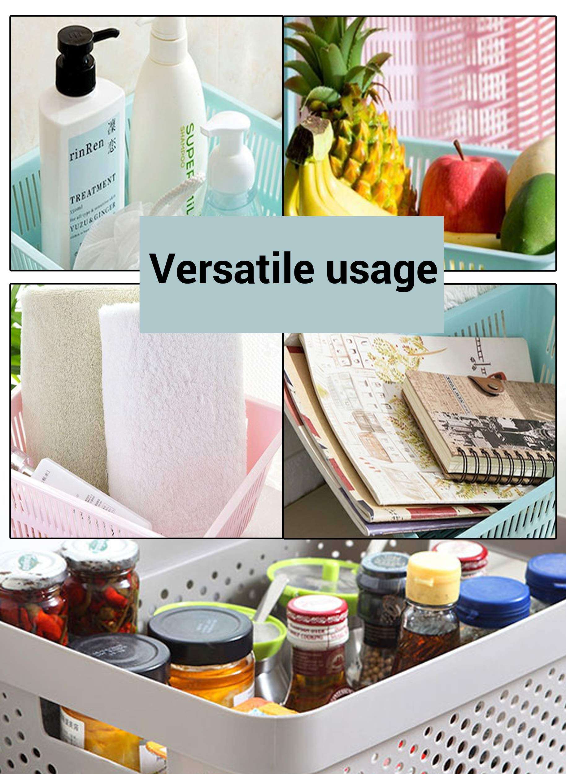 TIED RIBBONS Multipurpose Organizer Basket for Storage Vegetables and Fruit Bathroom Kitchen Storage (Set of 3, Plastic, Large) 5