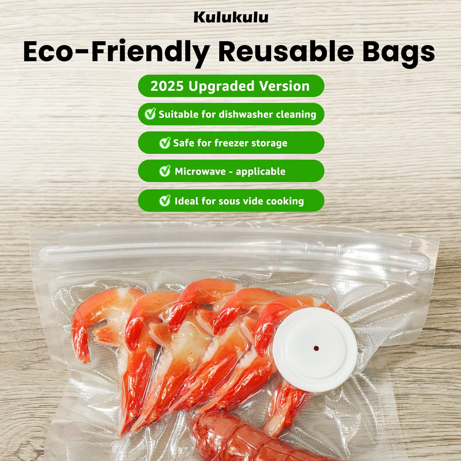 [2025 New Version] Kulukulu 30 Reusable Vacuum Seal Bags(15 Regular Size +15 Big Size) 4