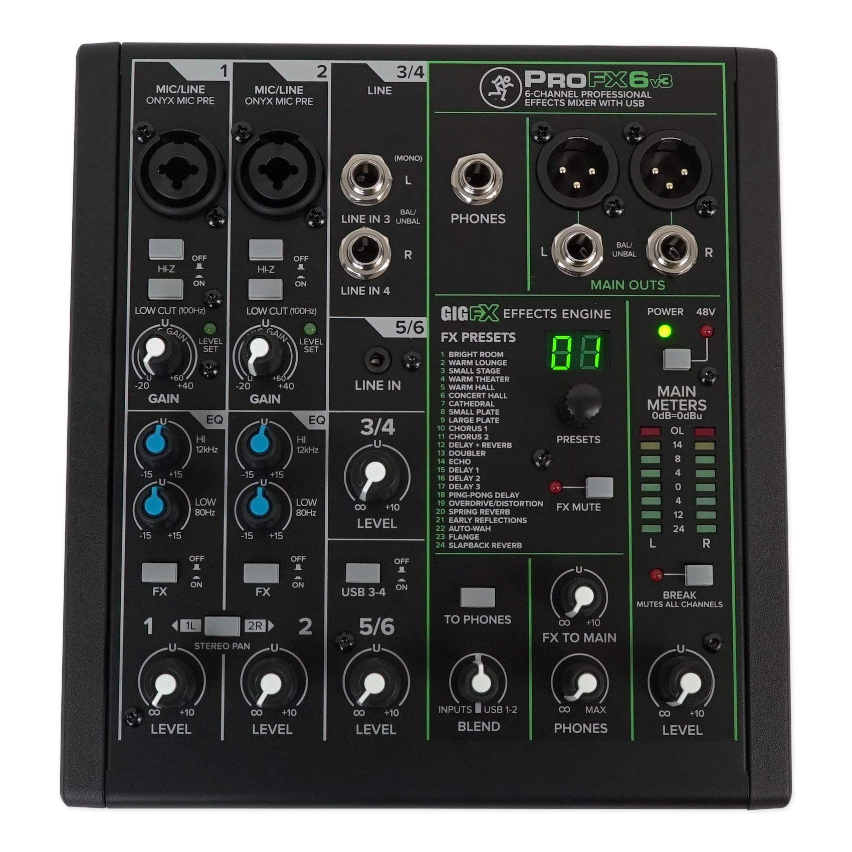 Mackie Performer Bundle with ProFX6v3 effects mixer with USB, two EM-89D dynamic mics and MC-100 headphones 5