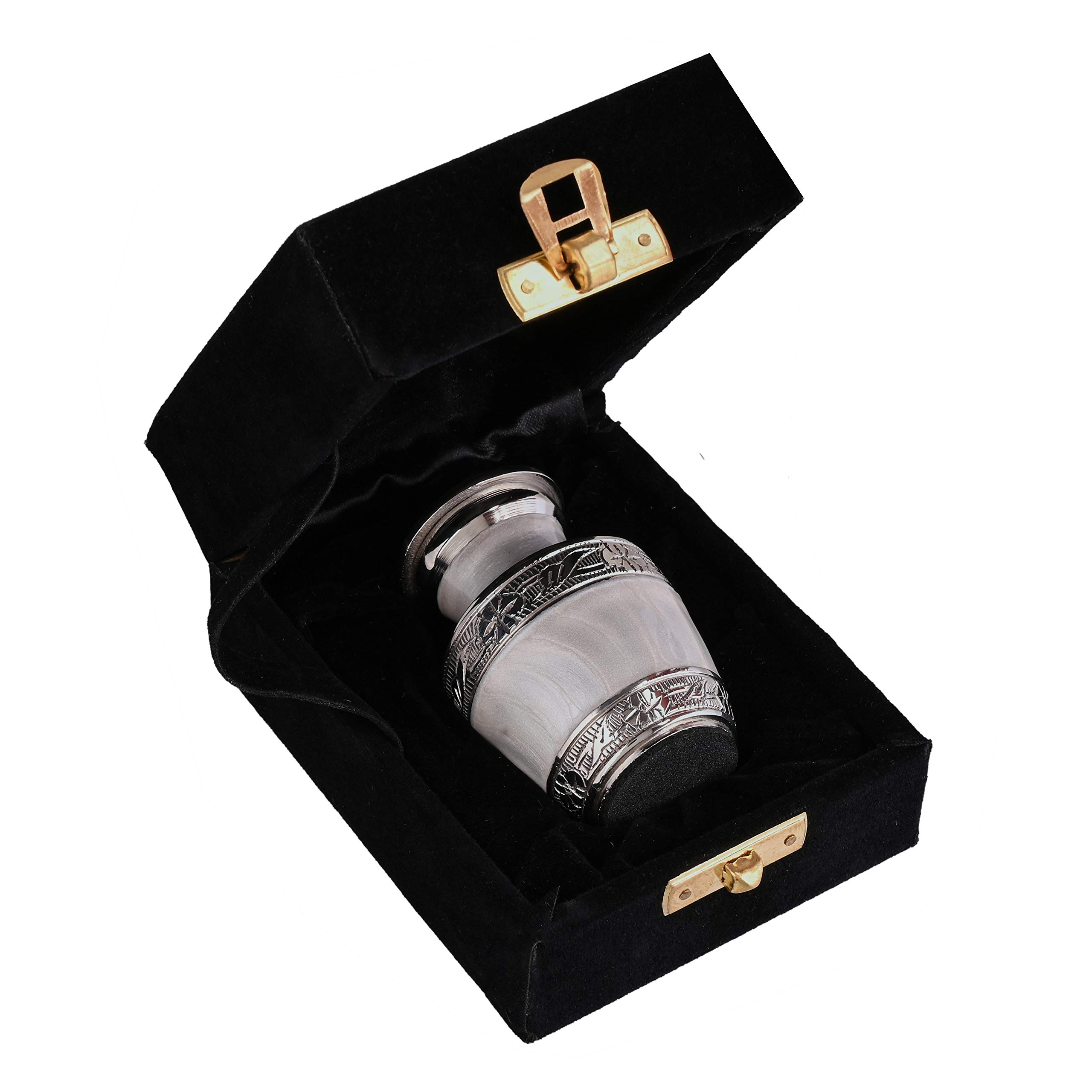 White Keepsake Urn - Mini Cremation Urn – Black Velvet Small Box – White Urn for Human Ashes - Small Funeral Urn White – Decorative Urn for Human Ashes – Mini Keepsake Urn – Small Urn for Loved One 5