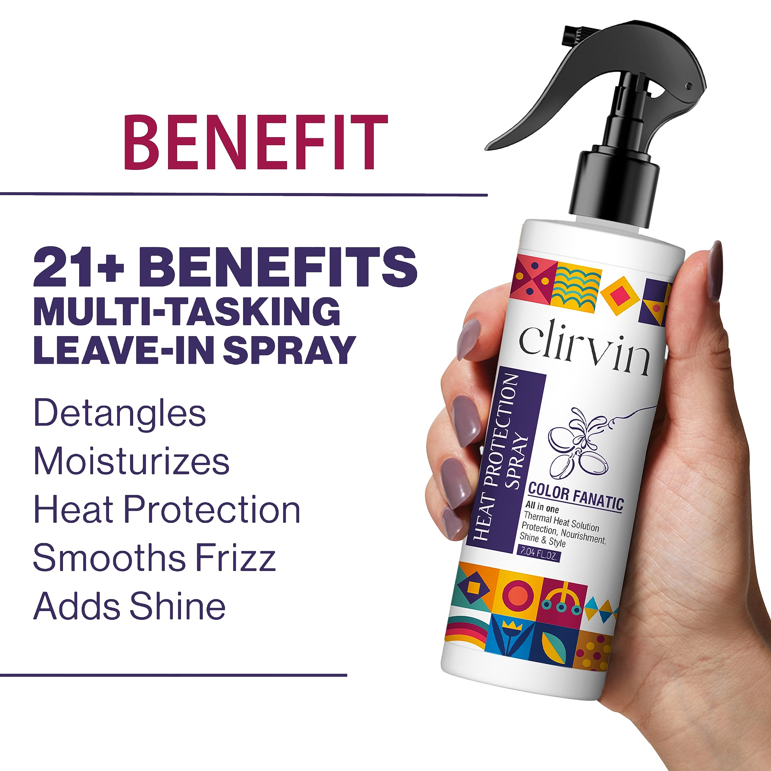 Clirvin Color Fanatic Heat Protectant Spray for Curl & Color Protection|Rosemary & AloeVera Sulphate and Paraben free (600 ml) 4