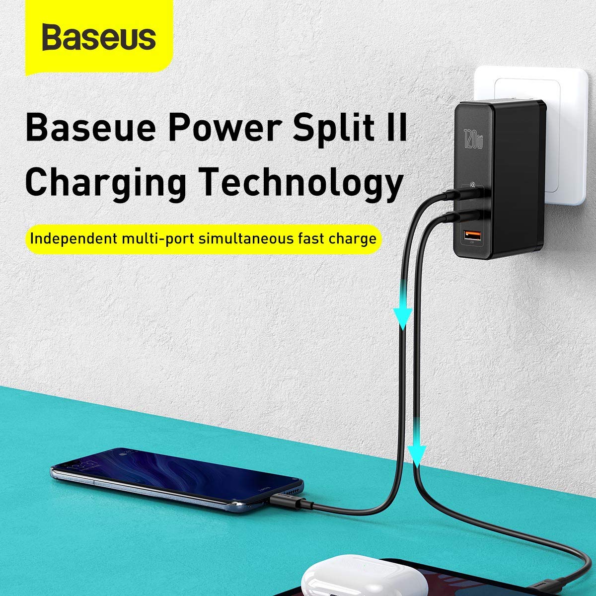 USB C Charger, Baseus 120W GaN II Fast Charger, Quick Charge 5.0 Compact Charger with 100W USB C Cable, for MacBook Pro/Air, Laptops with Type-C, iPad, iPhone 13/13 Pro/12/11/XR/XS, Samsung, Black 3