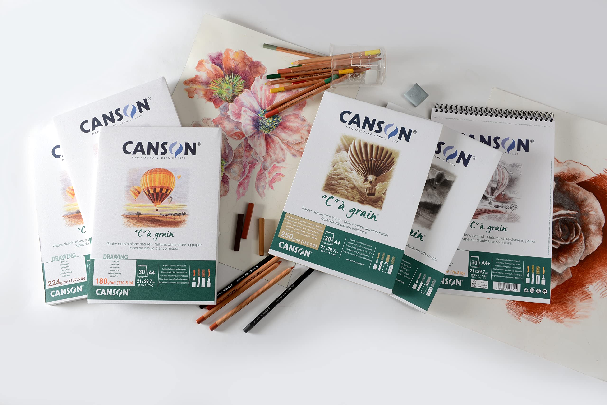 Canson C a Grain 224gsm Heavyweight Drawing Paper, fine Grain Texture, A5 pad Including 30 Sheets 6
