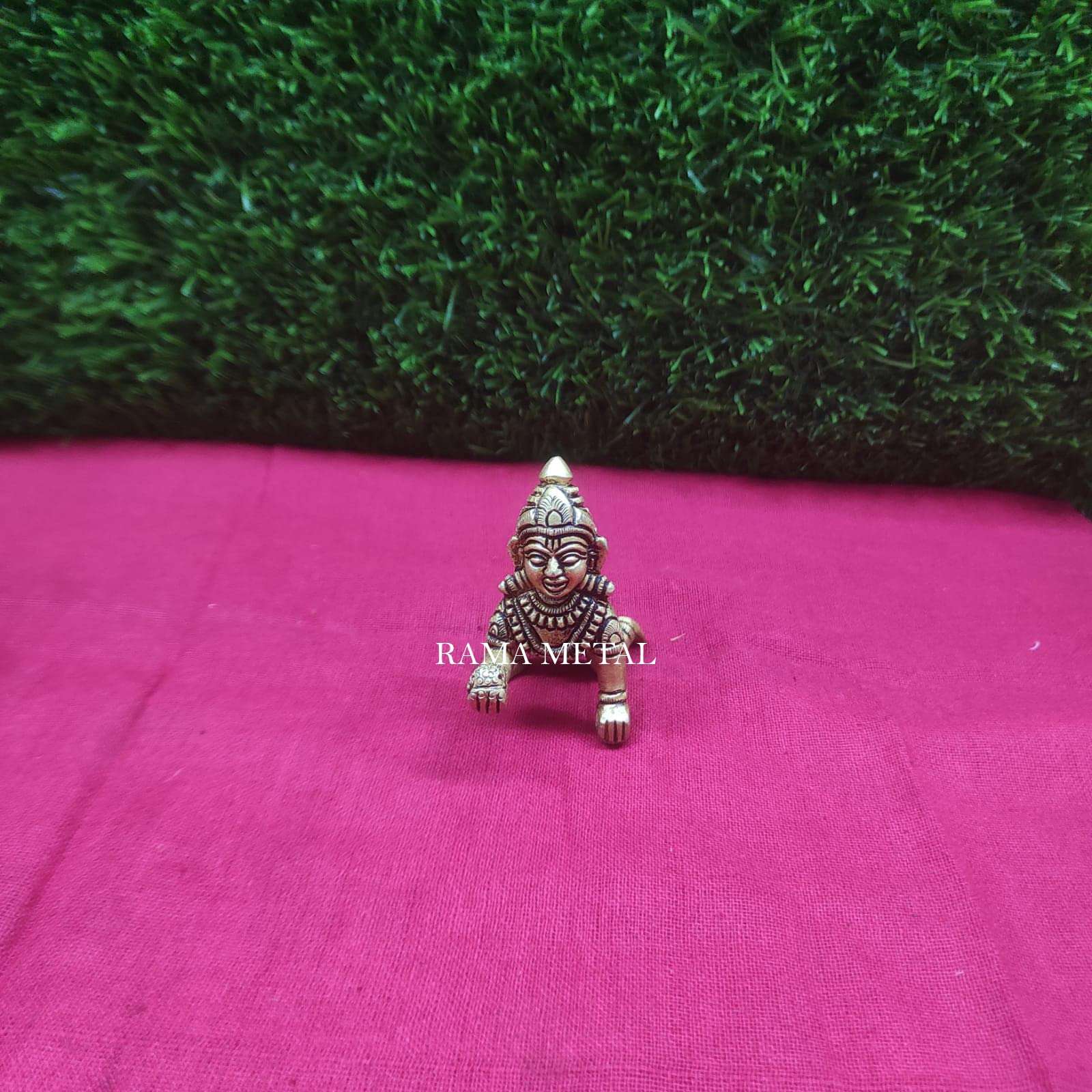 RAMA METAL Brass LADDU Krishna Statue | Brass Child Krishna Idol 6