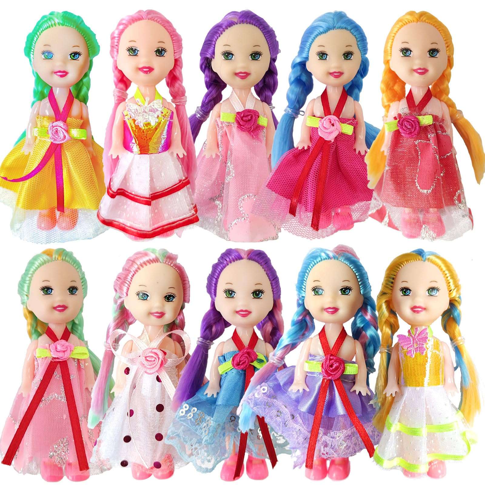 Huang Cheng Toys: 10 Sets of 4-Inch Mini Girl Dolls with Handmade Clothes & Doll Shoes 1
