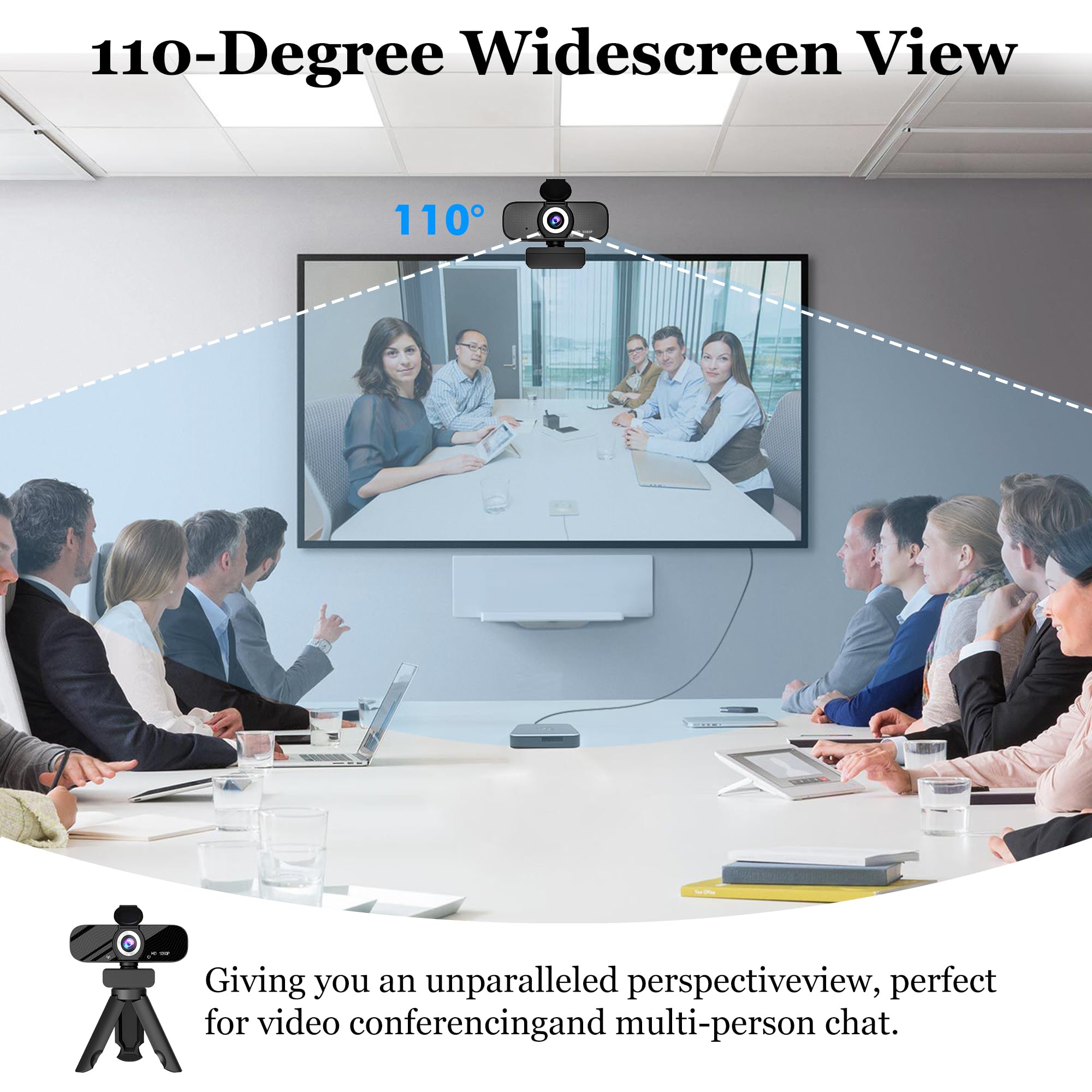 SZGIARUY 1080P Full HD Webcam with Built-in Microphone and Rotatable Tripod, Privacy Cover, for Desktop PC or Laptop Computer-Style3 5