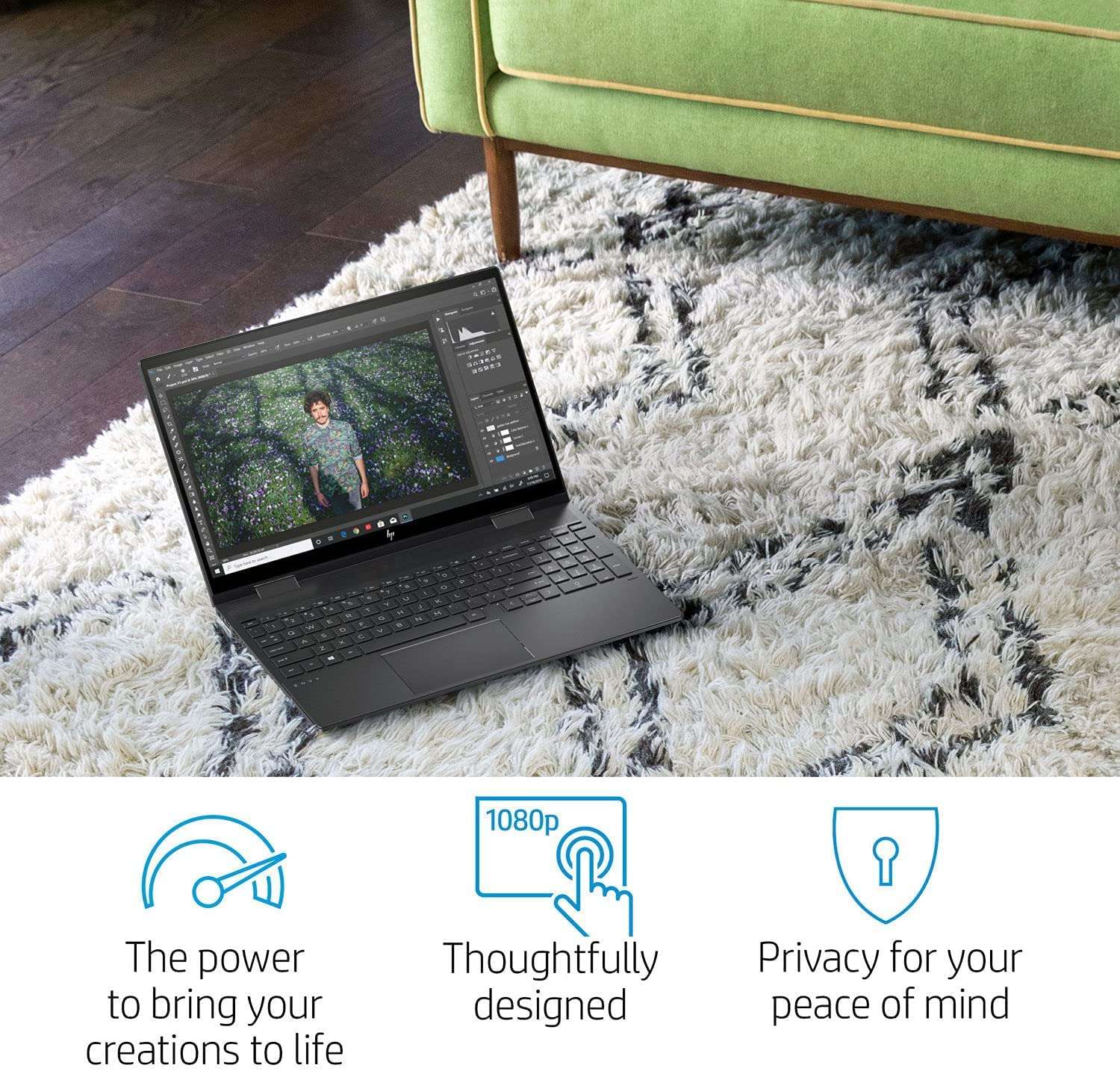 HP Envy x360 2-in-1 Laptop, 15.6” FHD IPS 100% sRGB 400nits Touch Display, 8-Cores Ryzen 7 5700U(> i5-1135G7), 14 hr Battery Life, Wi-Fi 6, Fingerprint, Webcam, Type-C (32GB RAM | 1TB PCIe SSD) 5