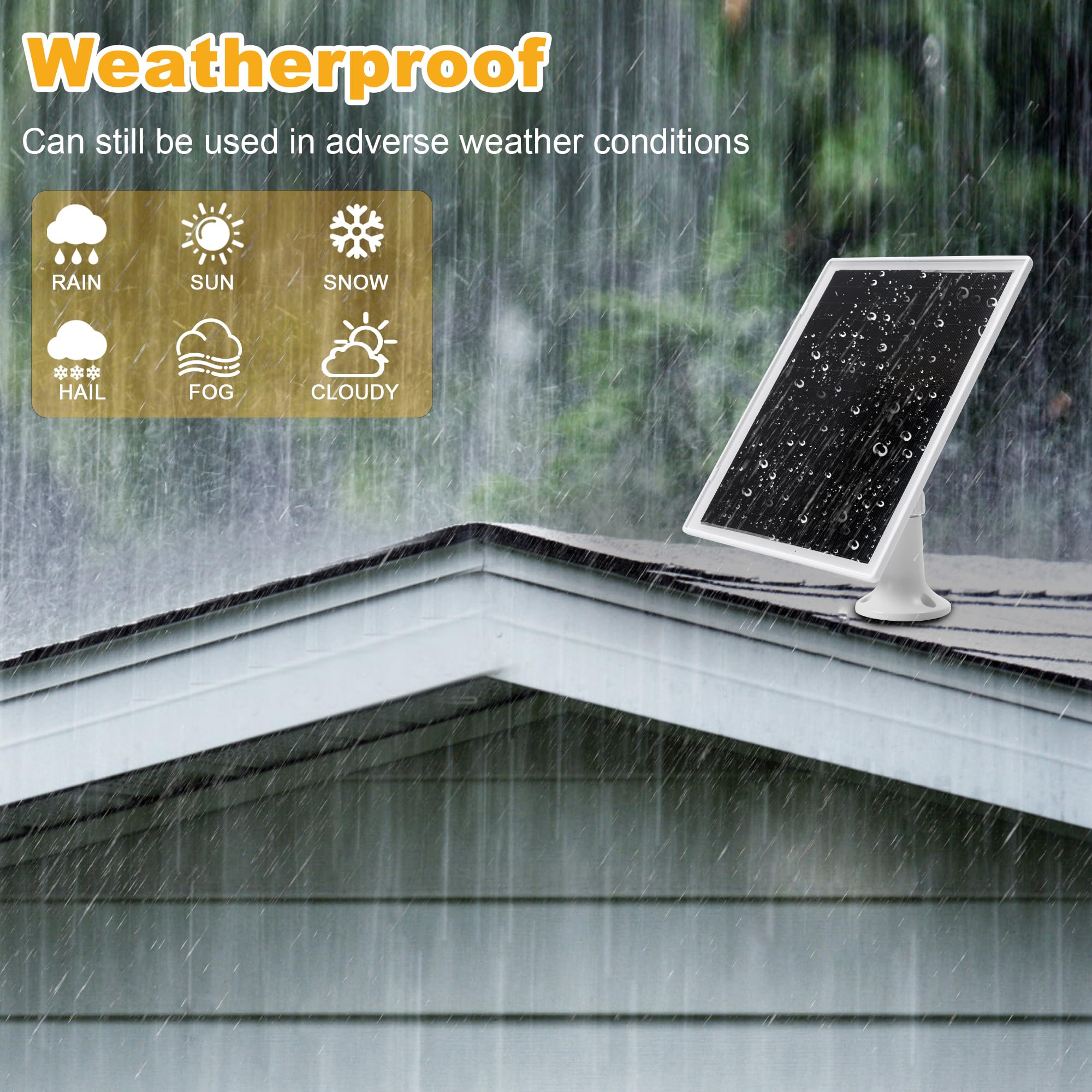 Solar Panel Charger for Ring doorbell Camera, Compatible with Ring Video Doorbell 3/3+/4, Battery Video Doorbell Plus, Not for Ring Video Doorbell 2, Waterproof, 6W Fast Charging (1Pack) 6