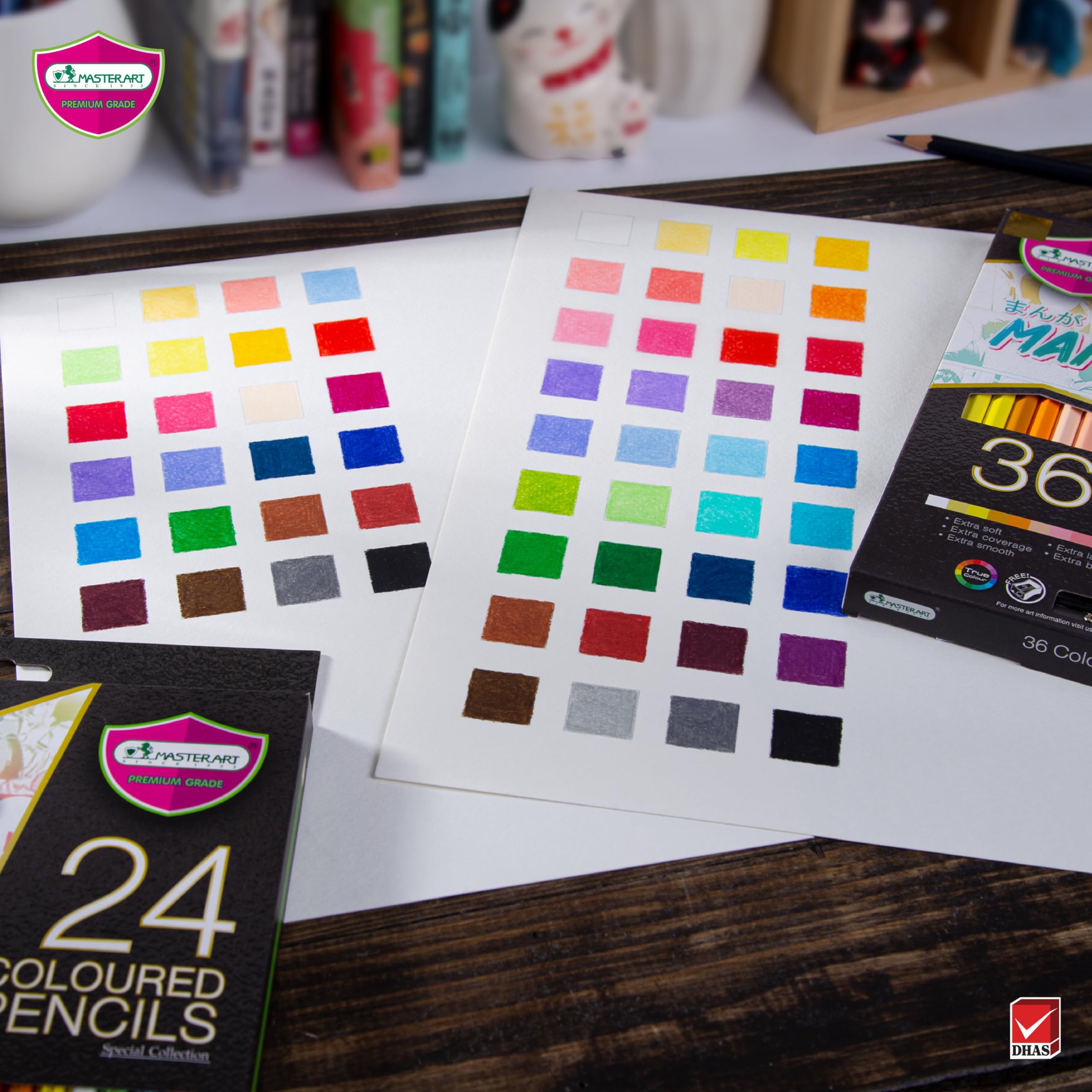 MASTERART Series Manga Colored Pencils, 36 Shades, 3.3mm Thick Core, Non-Toxic EN71/9 Certified, Vibrant Colors for Drawing & Sketching, Shading, Coloring Pencils for Kids & Artist.Made in Thailand 6