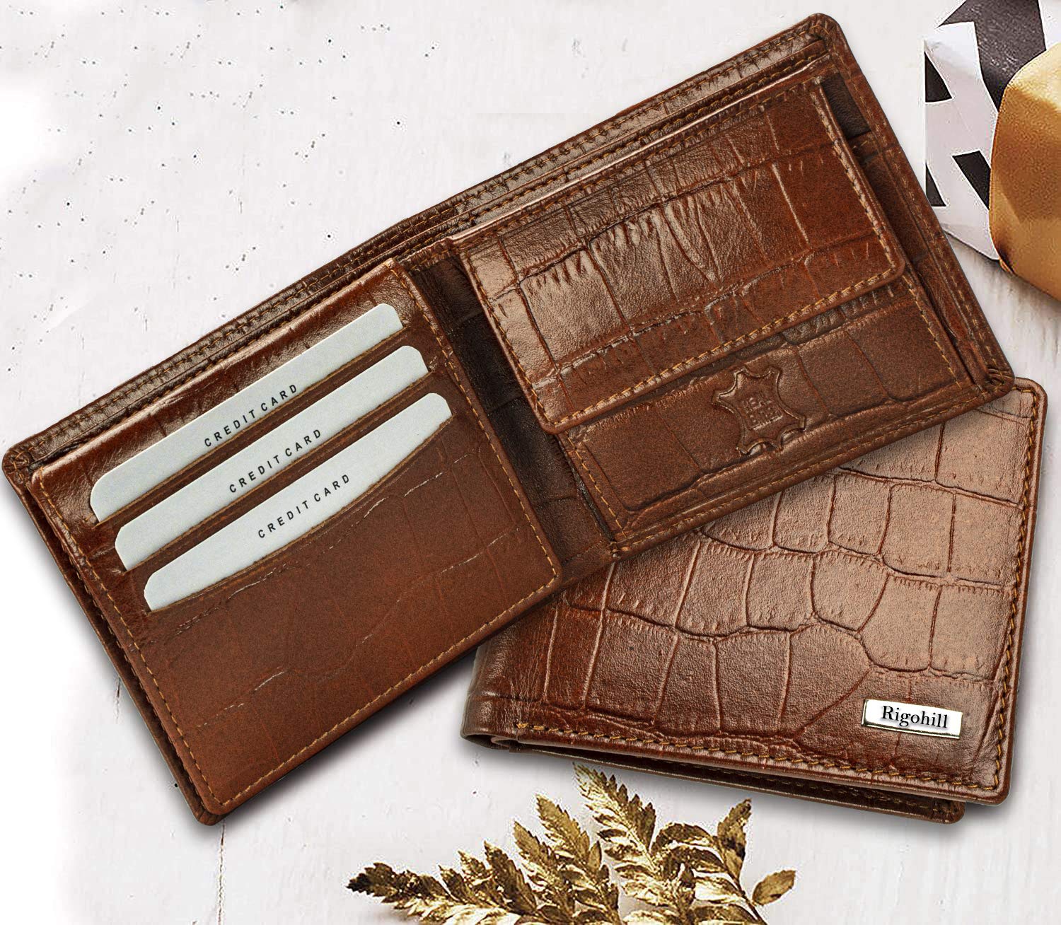Rigohill Martin Mens Leather Wallet | Leather Wallet for Men | RFID Mens Wallet (Rust) 2
