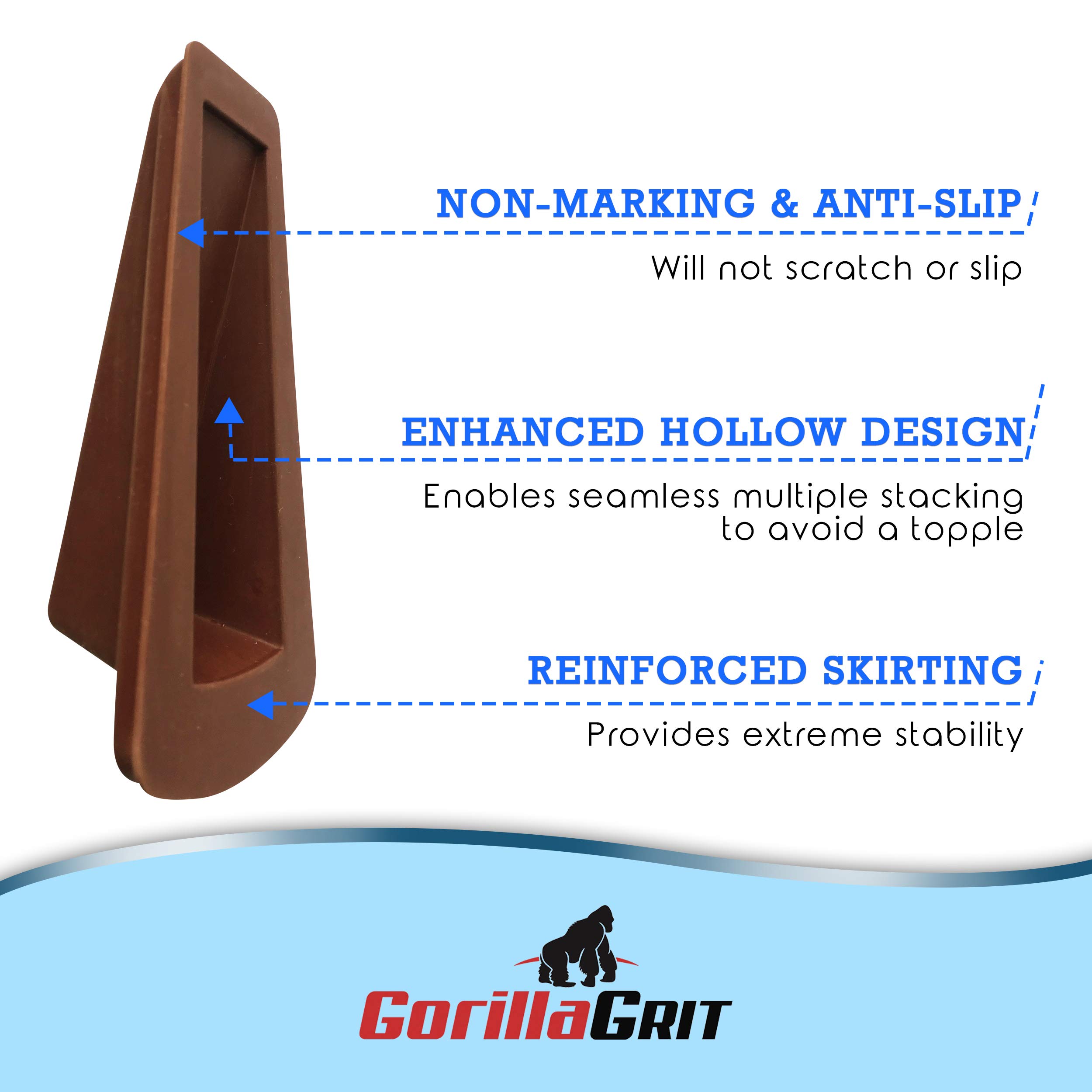 Rubber Door Stoppers - Door Stop Wedge, Heavy Duty Flexible Door Holder - Brown 4 Pack - Non Marking and Anti Slip 3